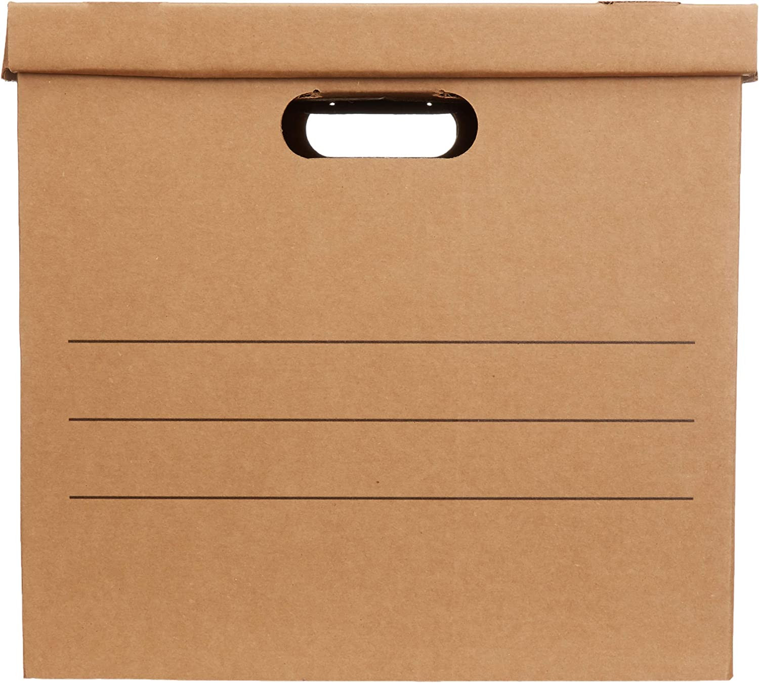Moving Boxes with Handles and Lids, 19 X 14.5 X 15.5 In, Brown, 10-Pack, Medium