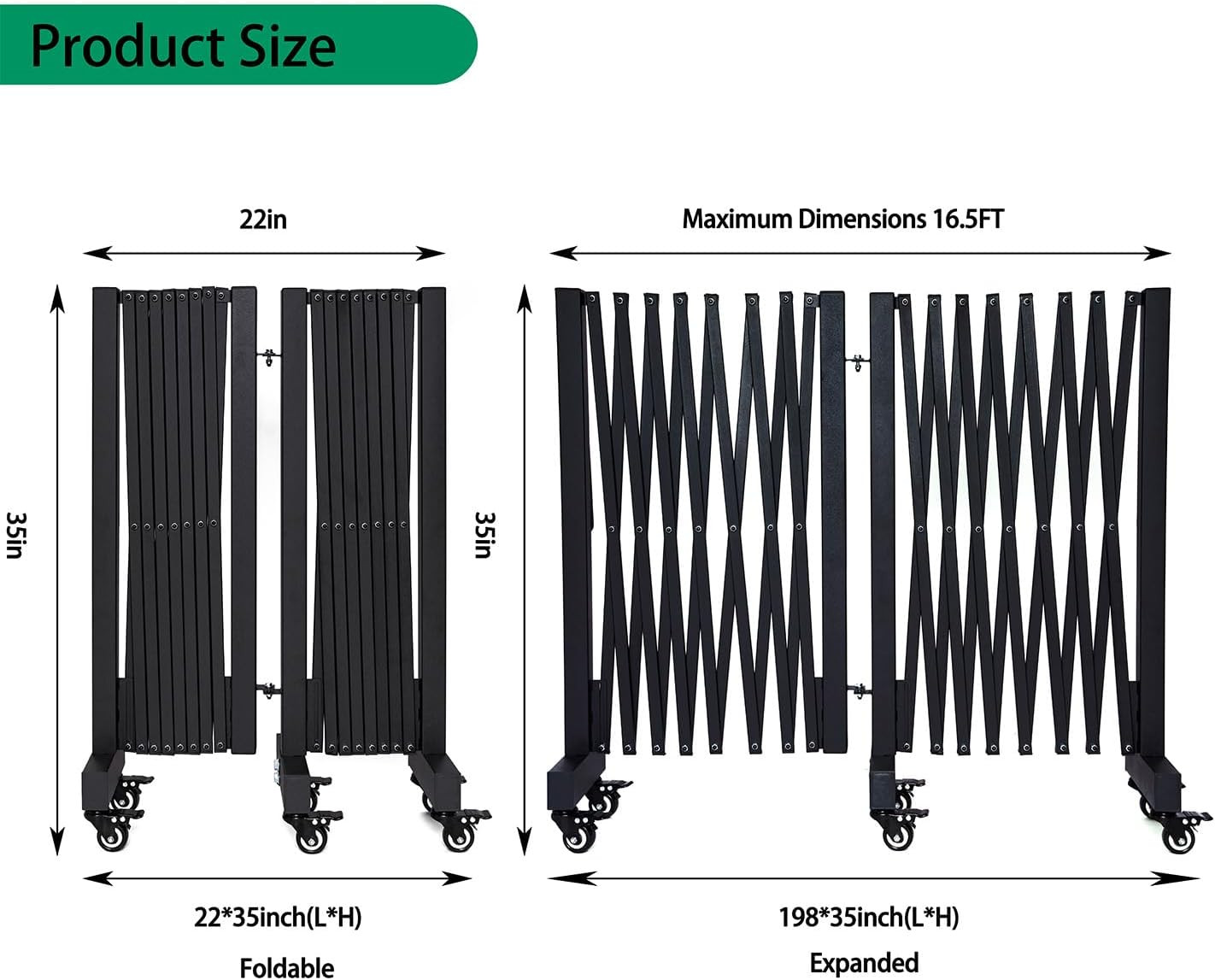 16.5FT Expandable Barricade Gate, Expandable Metal Barricade Gate Alloy Fence an