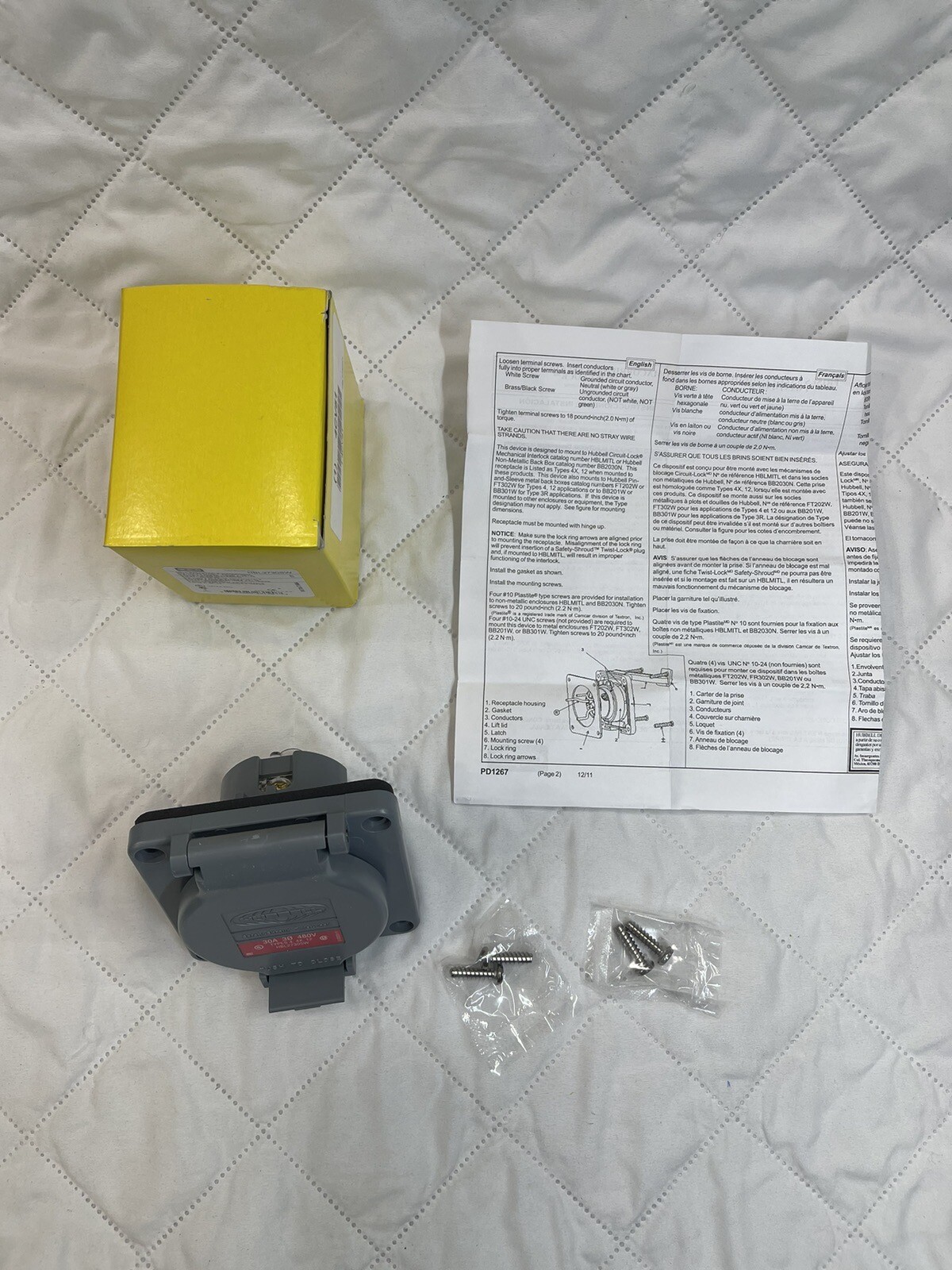 HUBBELL HBL2730SW HBL RECEPTACLE WATERTIGHT SAFETY 30 AMPS 480 VOLTS 3 POLE 4 WI
