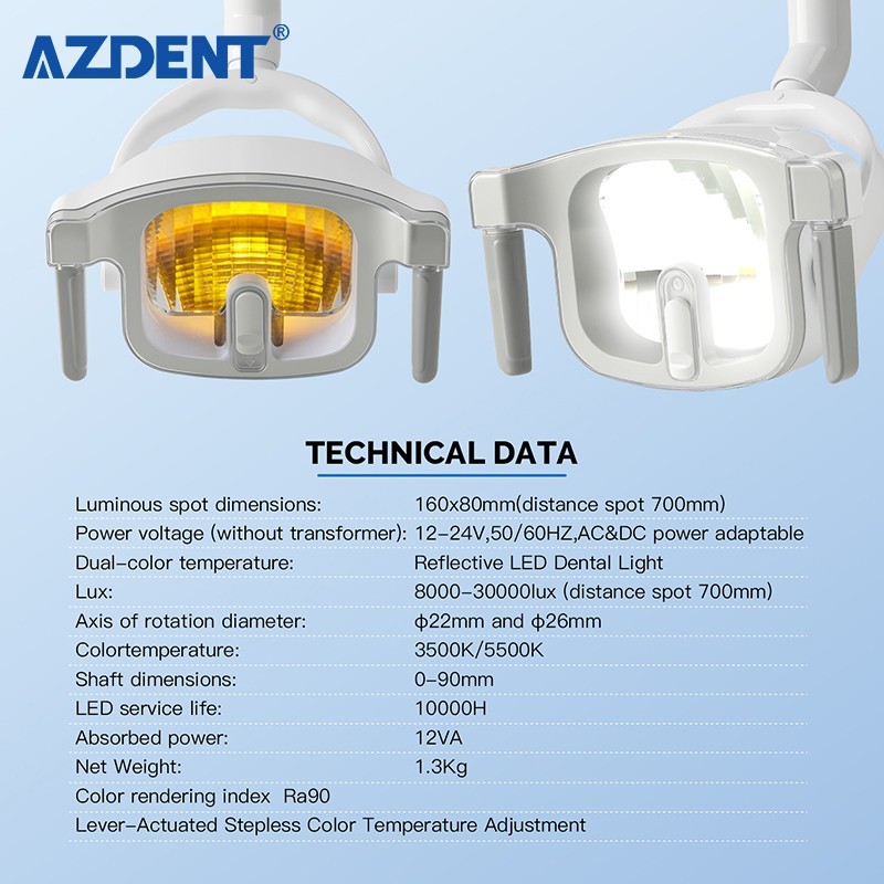 Dental Reflective LED Lamp Oral Light Ra90 For Unit Chair Color Adjustable