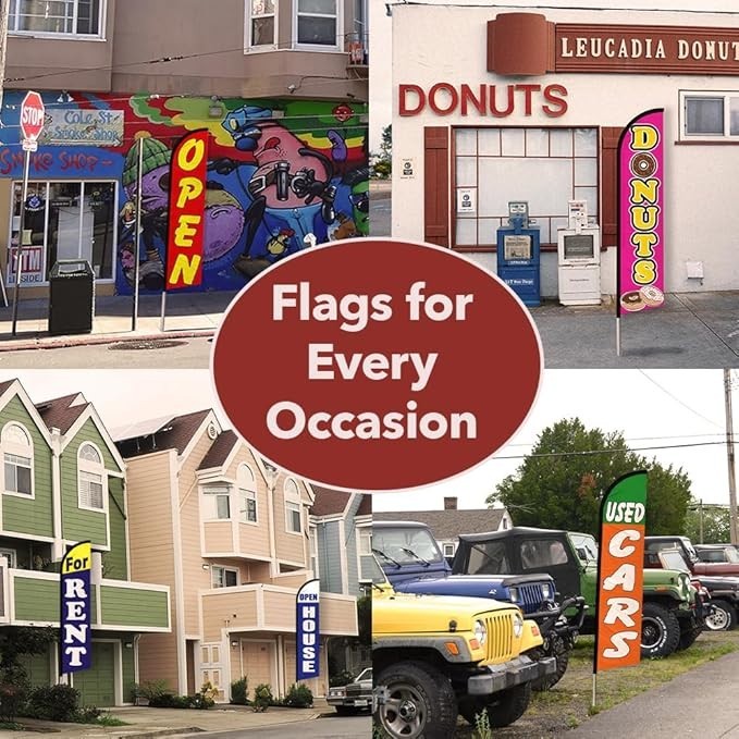 Open Advertising Swooper Feather Flutter Flag Now Open RD/WT