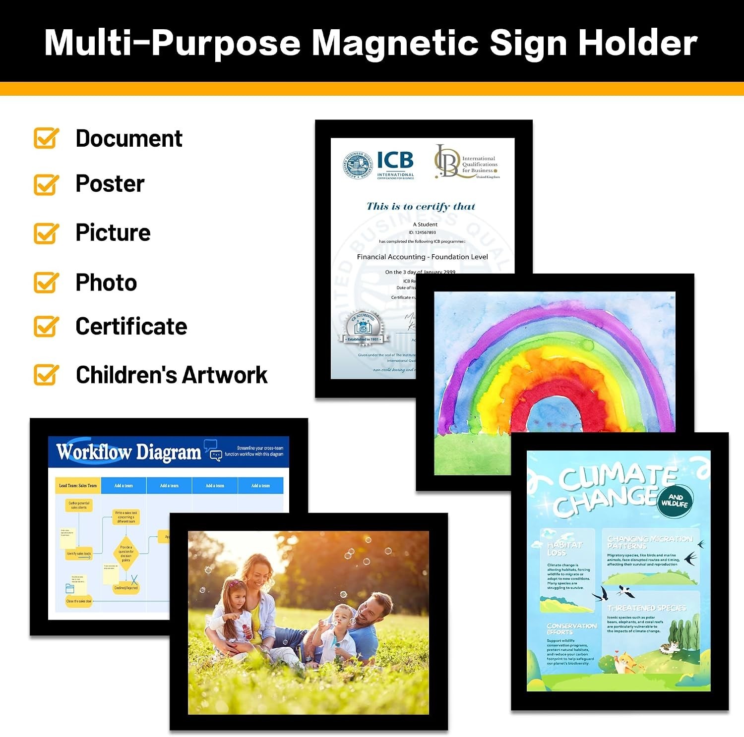 Magnetic Picture Holder Set – 20-Pack 8.5×11 Magnetic Frames