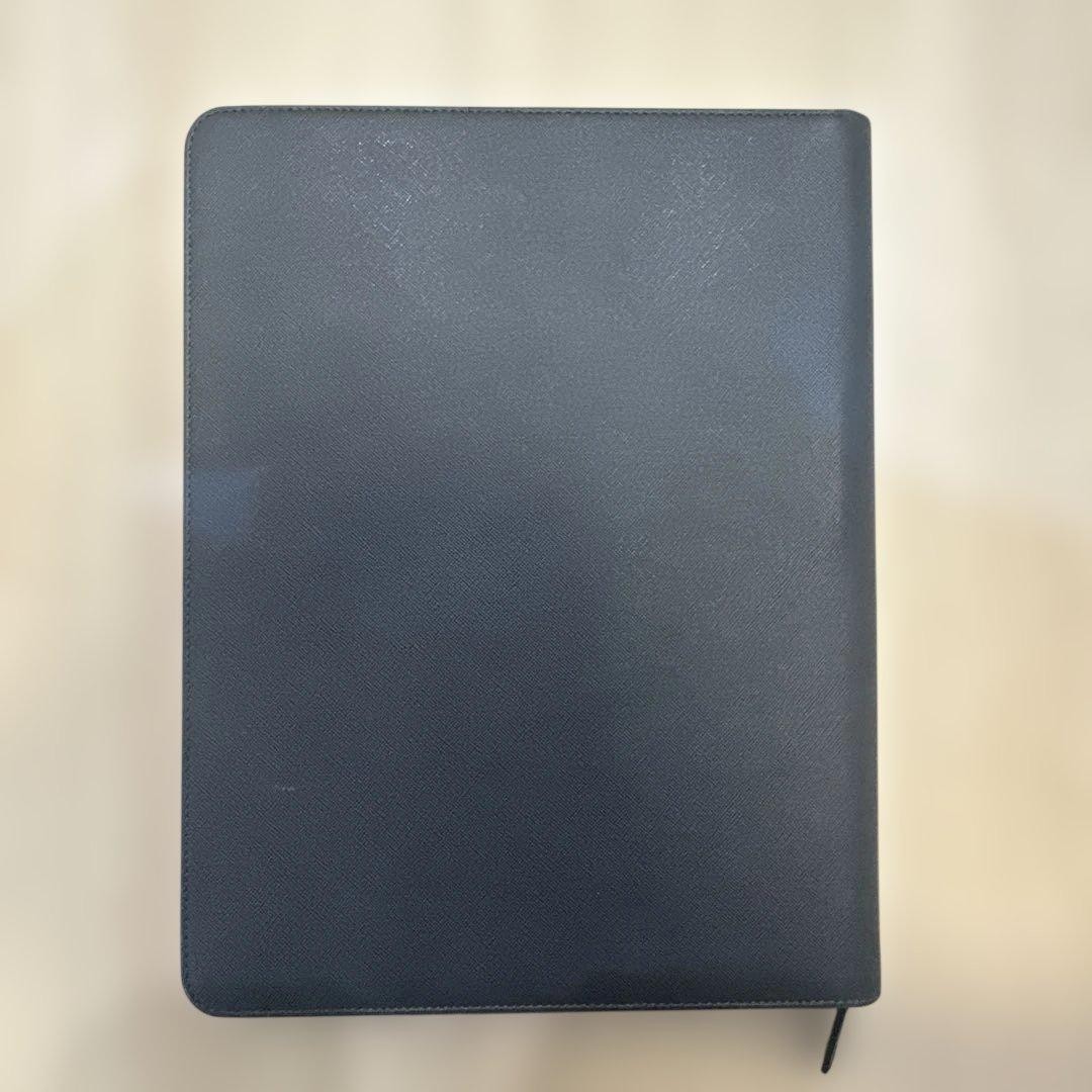 Montblanc A4 Size Leather Notepad Holder Notebook Cover Organizer Gray Used