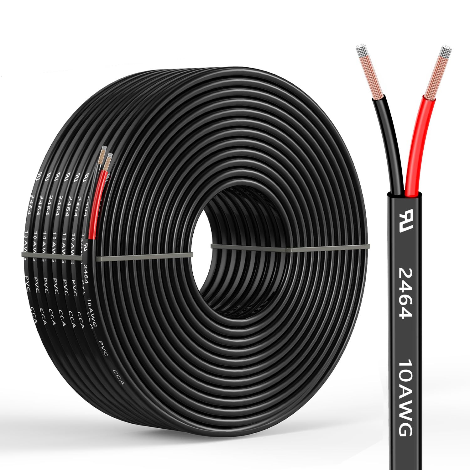 10 Gauge 2 Conductors 30FT Electrical Wire, Flexible Low Voltage PVC Copper