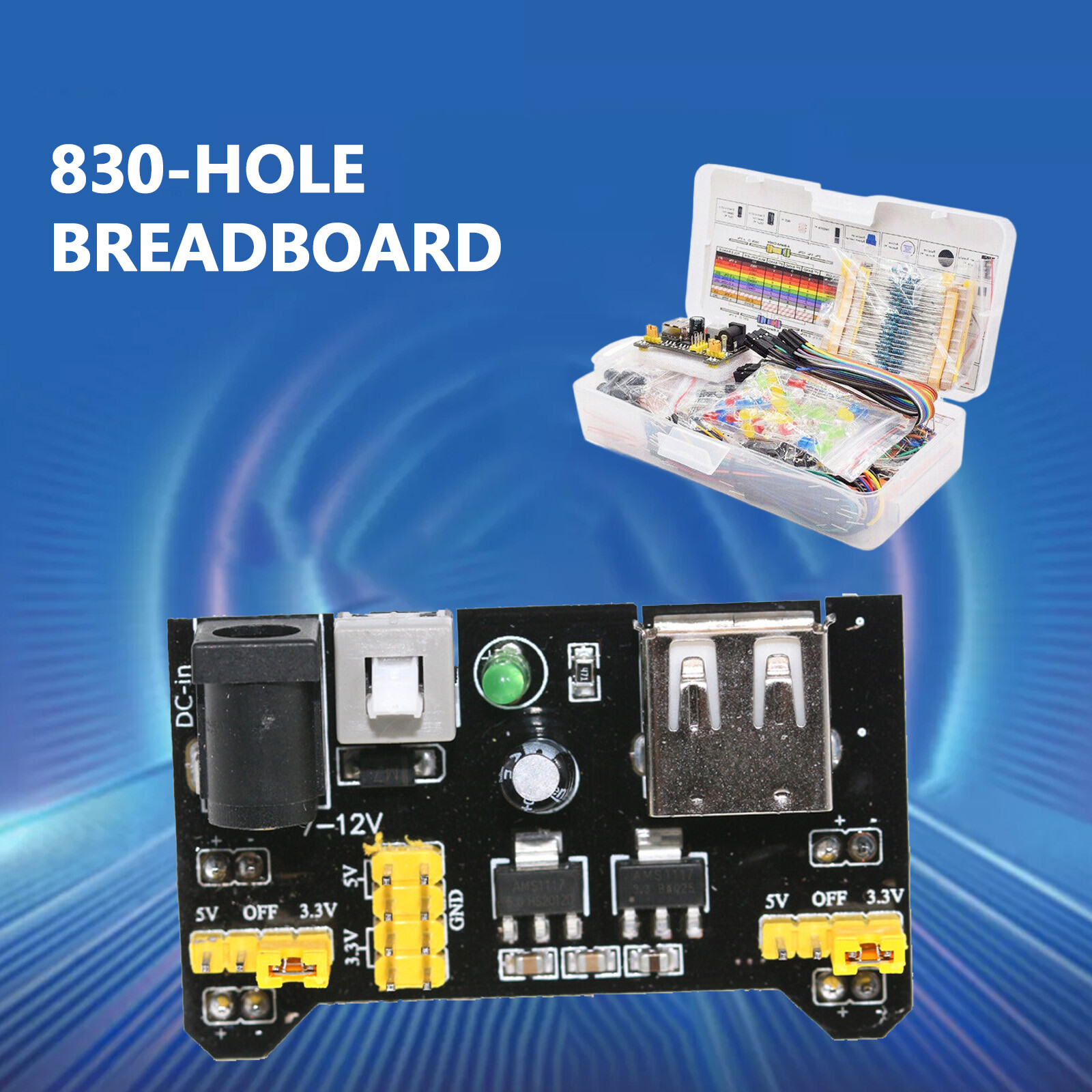 830Pcs DIY Electronic Starter Kit for Arduino UNO R3 with Breadboard & Componecq