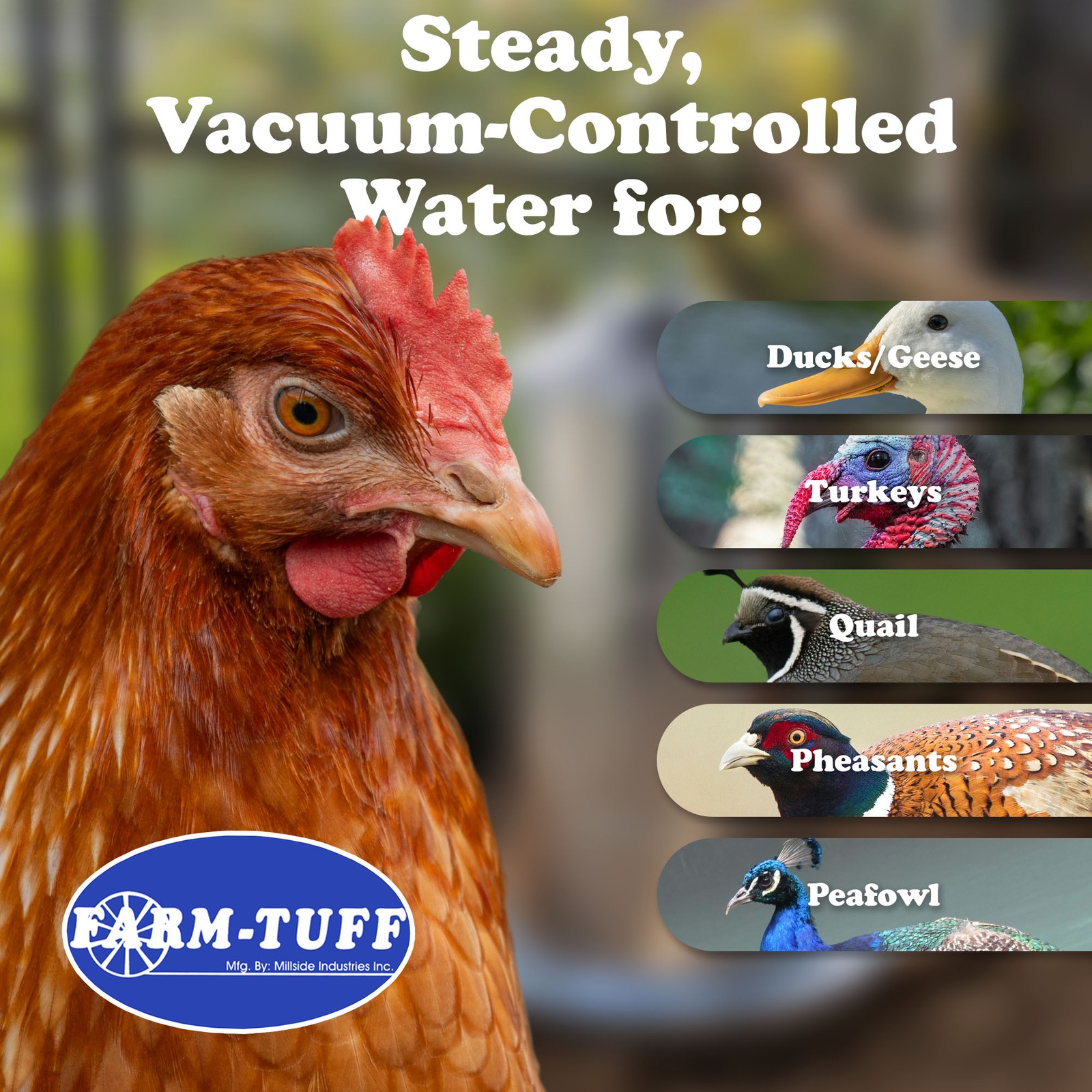 FARM-TUFF Double Wall Cone Top Galvanized Poultry Fountain, 8 Gallon Capacity