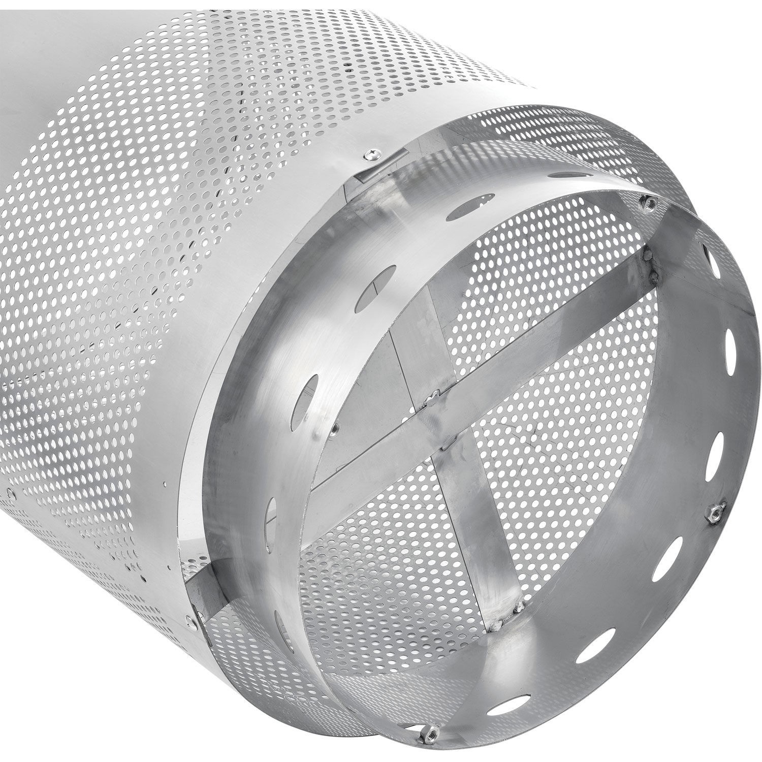 55 Gallon Perforated Steel Receptacle with Flat Lid Stainless