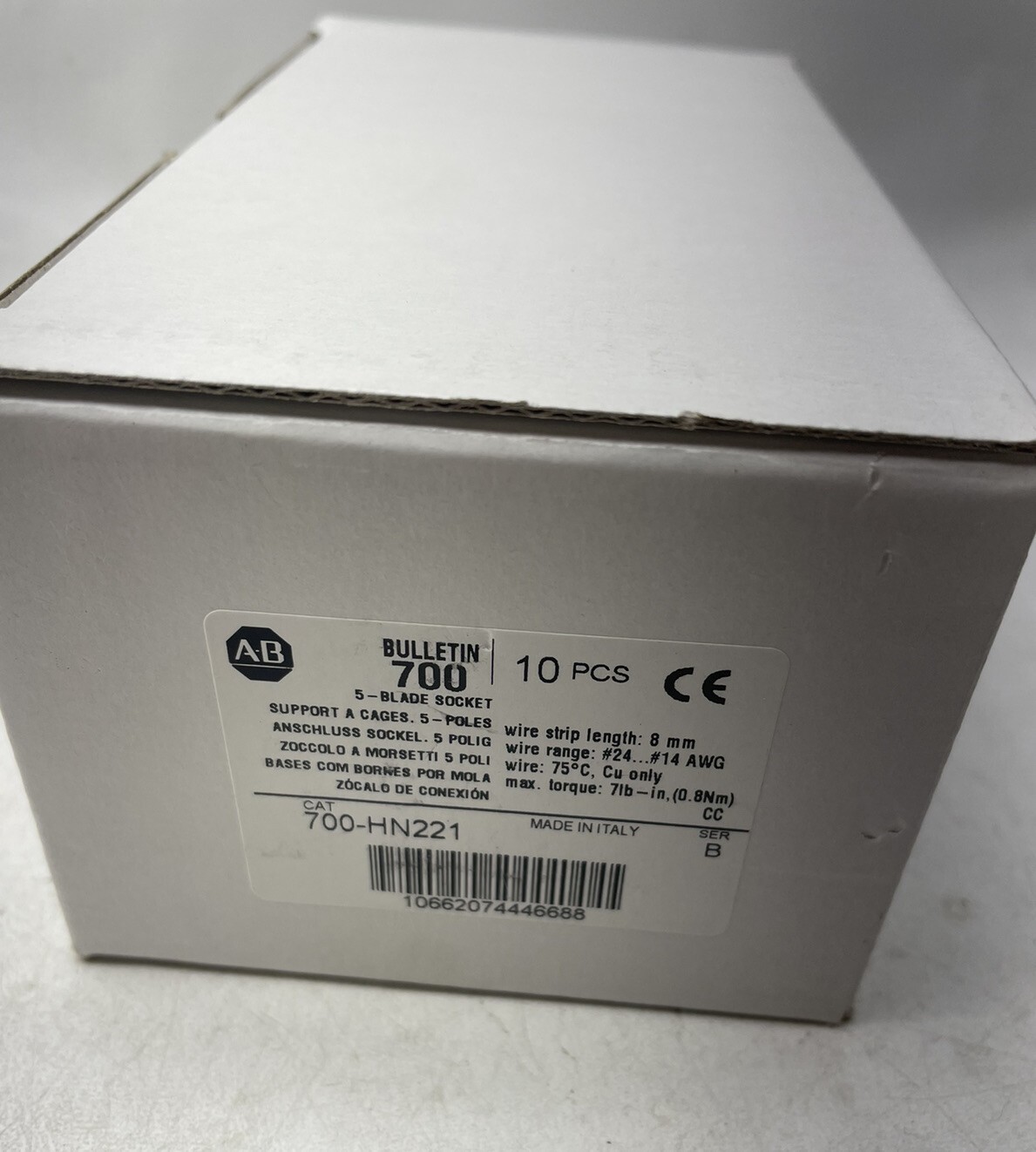NEW 10 PACK ALLEN-BRADLEY 700-HN221 5-BLADE SOCKET / RELAY BASE ICE CUBE AB
