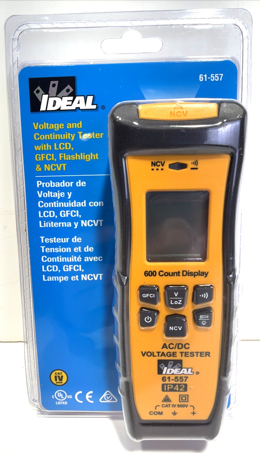 IDEAL 61-557 Voltage Continuity Tester LCD LoZ GFCI NCVT CAT IV 600V New