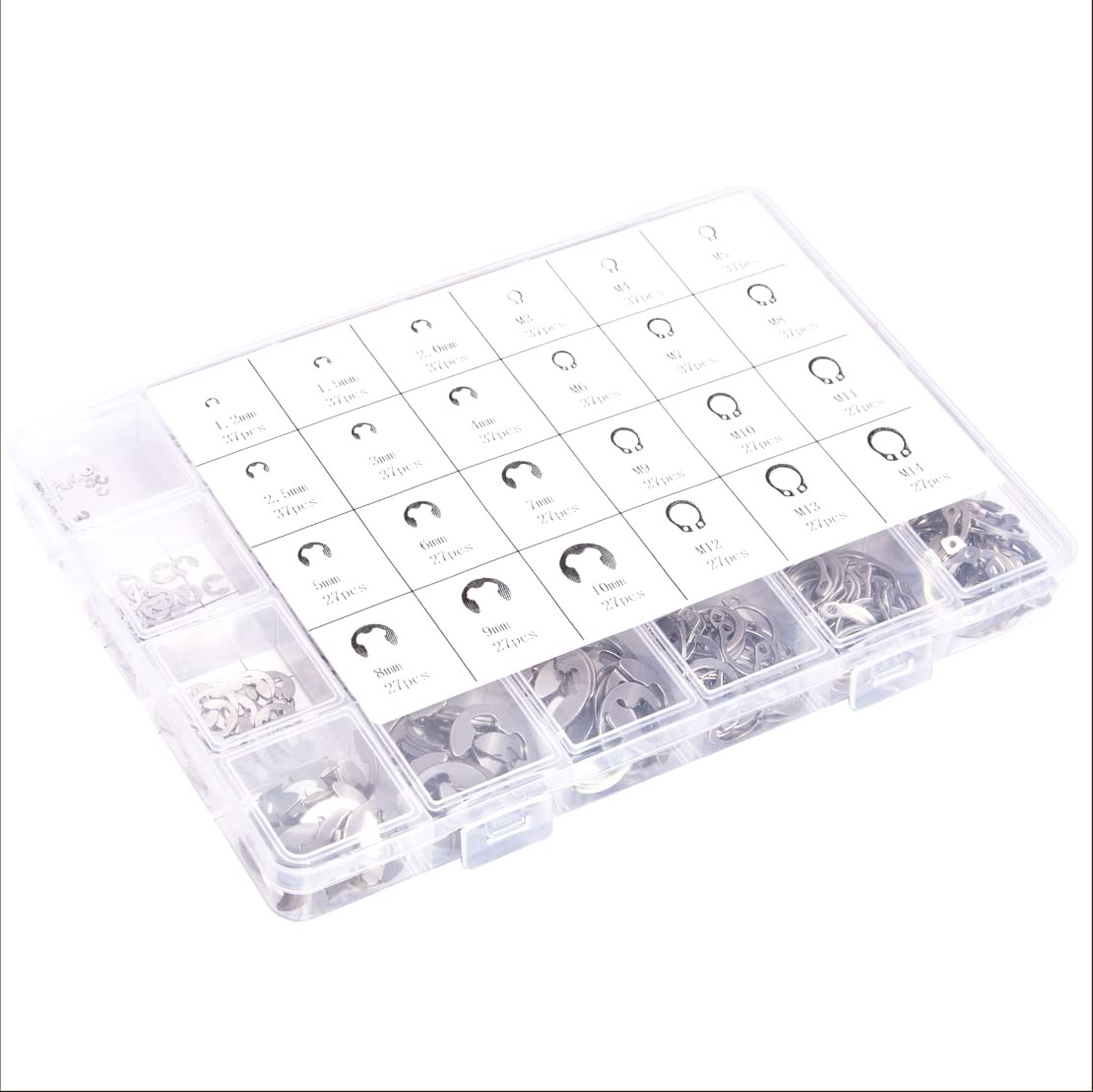 Mariyandh 327Pcs E-Clips Silver Stainless 327pcs e-clips+c-clips,