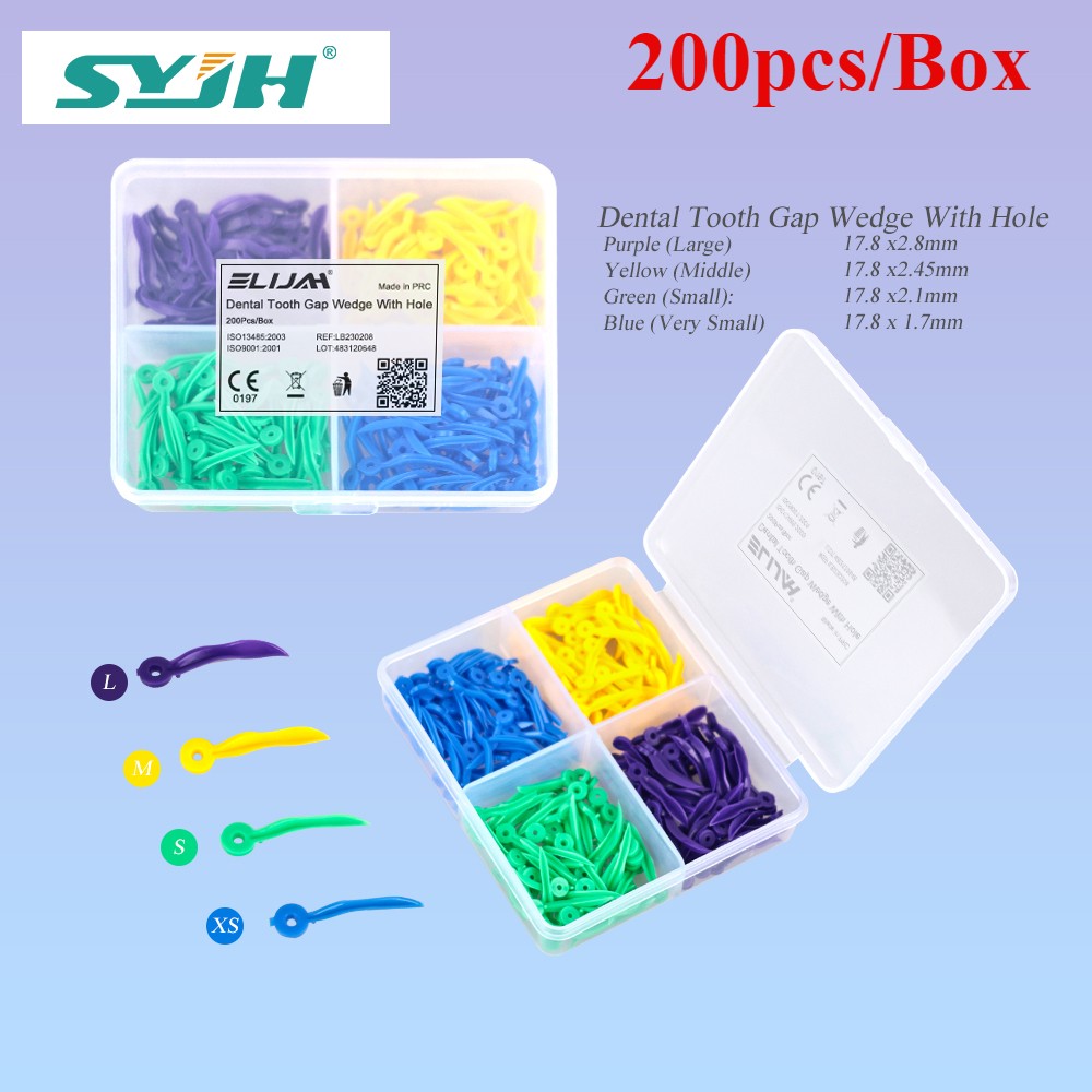 Disposable Dental Tooth Gap Wedges with End Circular Holes Plastic Wedge 4 Sizes