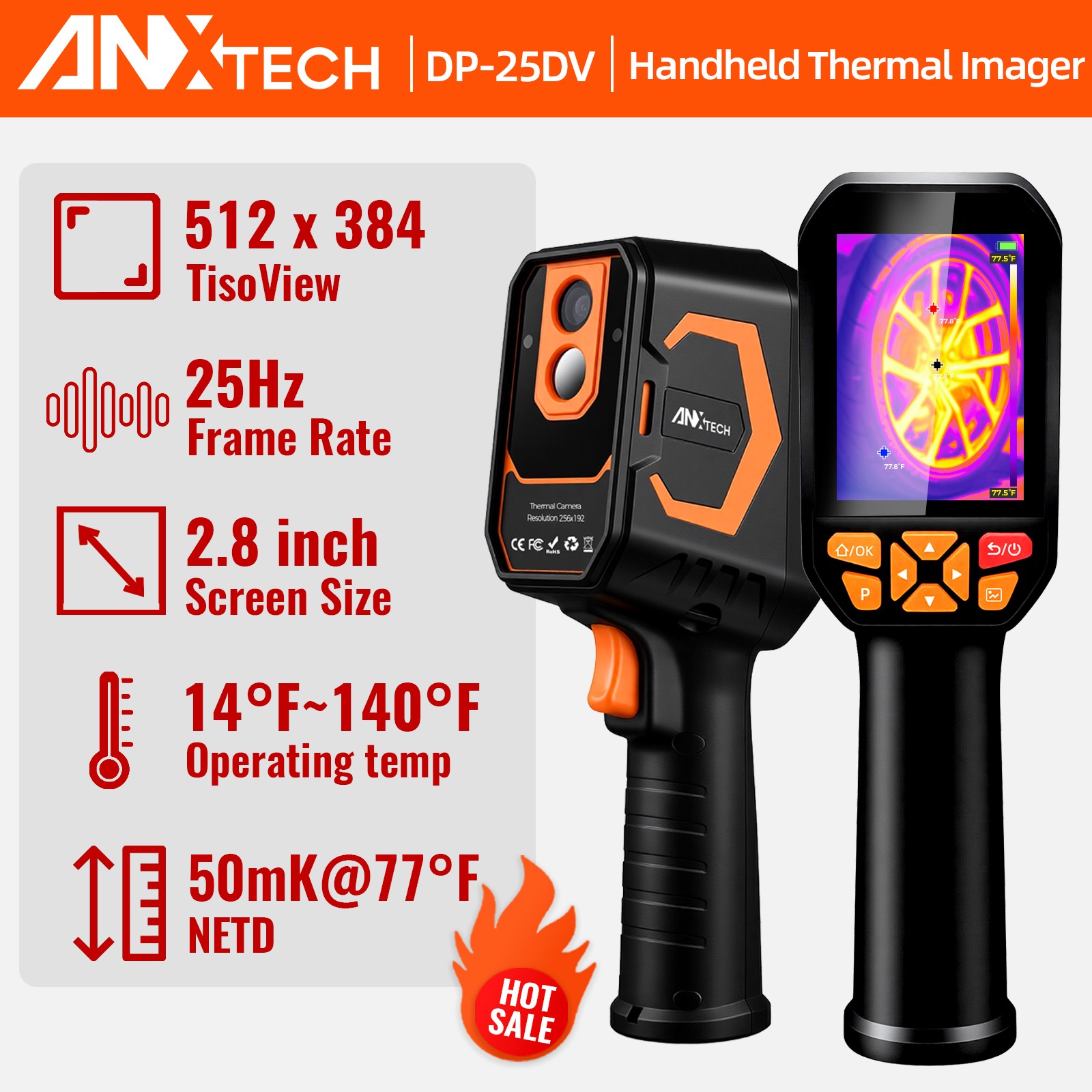 512*384 TISR Resolution Handheld Infrared Thermal Imager Camera Dual lens