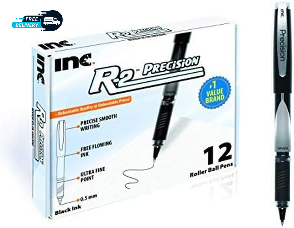 R2 Precision Rollerball Pens – 0.5 Mm Ultra Fine-Point Pen Set with Comfort Grip