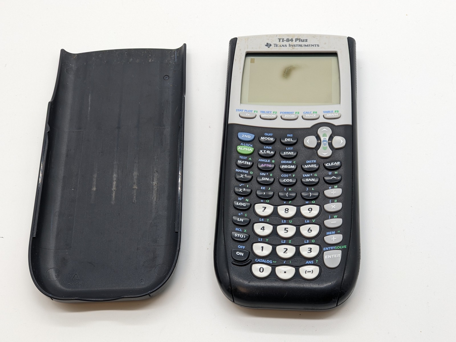 HEAVY USE Texas Instruments TI-84 Plus Graphing Calculator w/Cover Black Tested