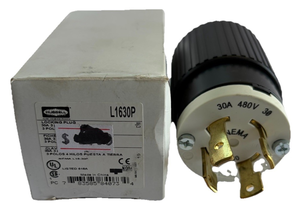 AC WORKS® NEMA L16-30P – 3-Phase 30A, 480V Locking Male Plug in Black