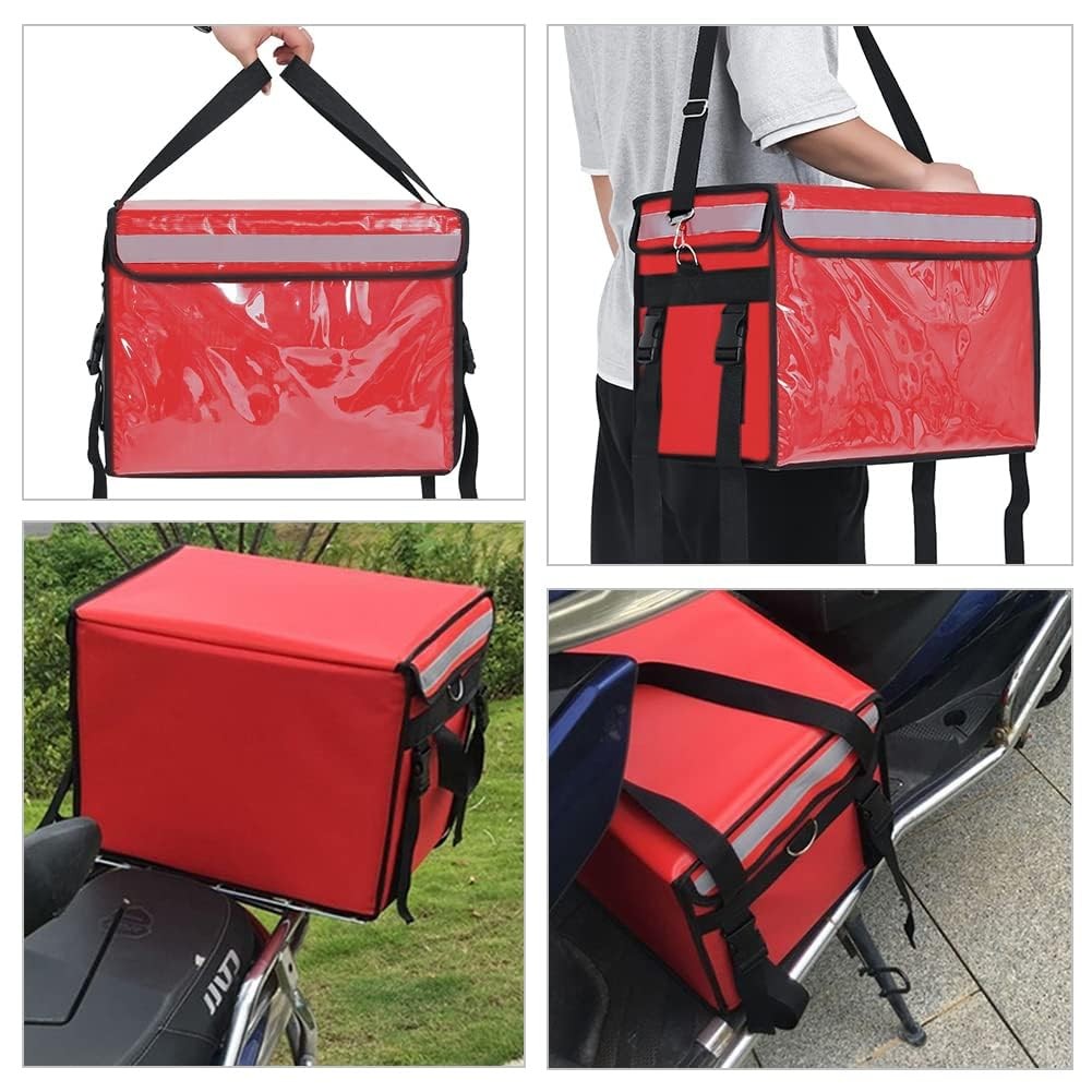 Red Large Insulated Food Delivery Bag For Pizza Catering 18.1×13.8 In