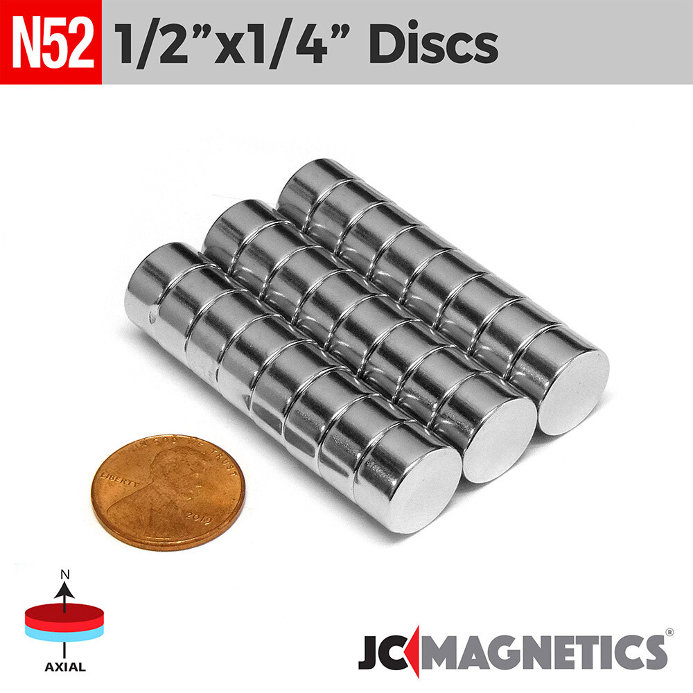 1/2in x 1/4in N52 Super Strong Rare Earth Neodymium Magnet Round Disc