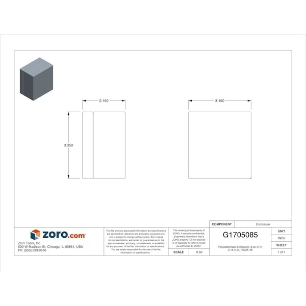 Box Enclosures Ben-20Pcbk Electrical Enclosures, 3.3 In H, 2.2 In D, 3.1 In W,