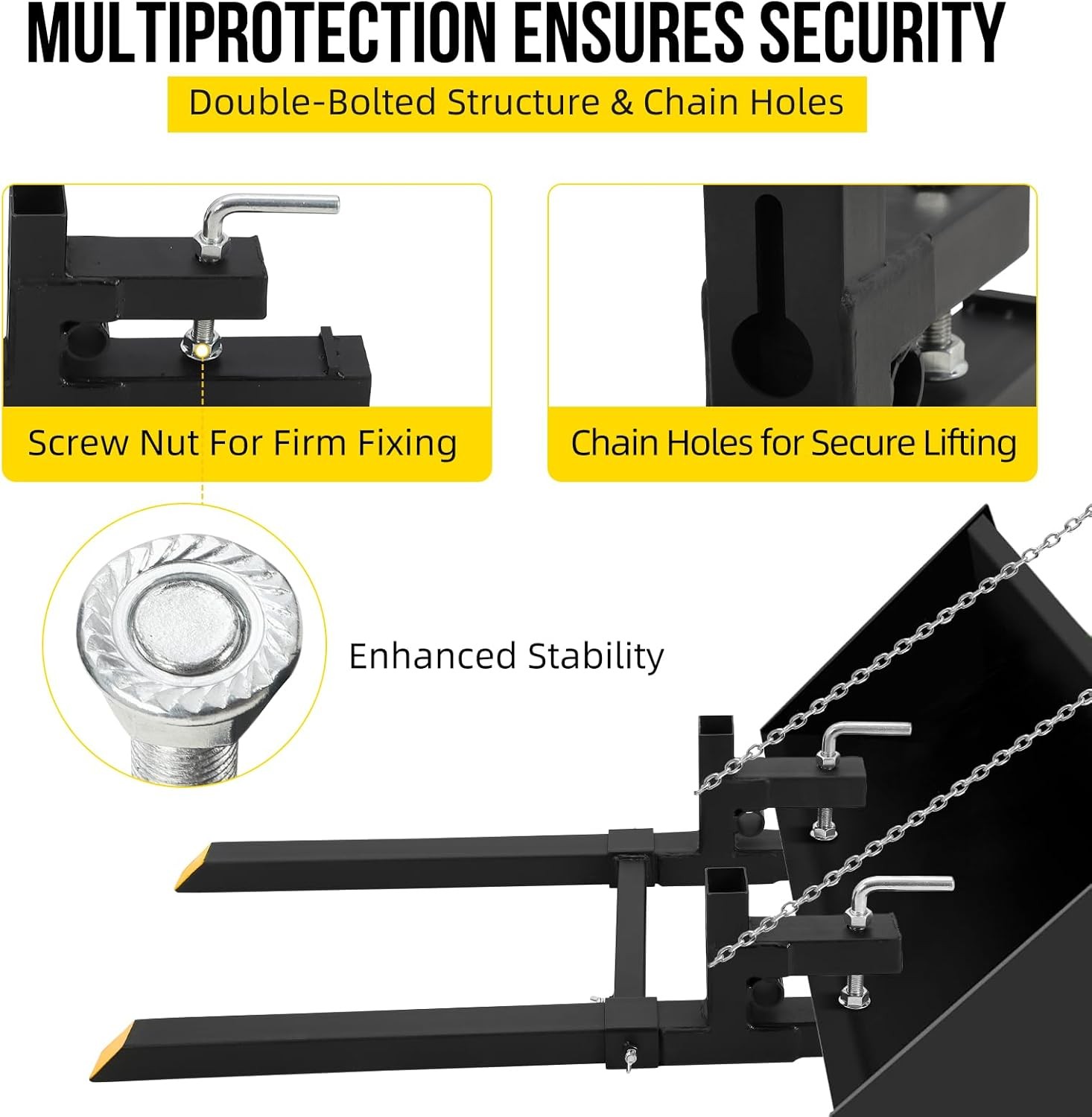 2500lb 4000lb Tractor Pallet Fork Bucket Clamp on Skid Steer Loader 43» 60»