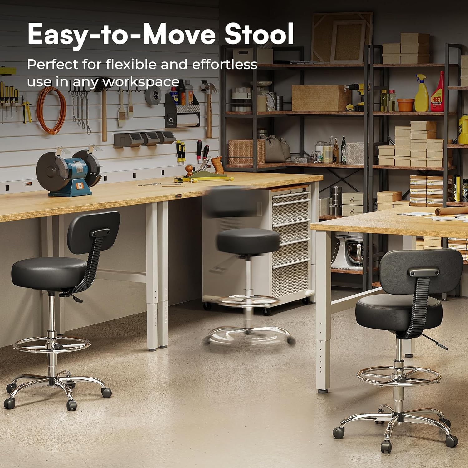 Industrial Design Adjustable Drafting Chair with Swivel and Comfortable Cushion