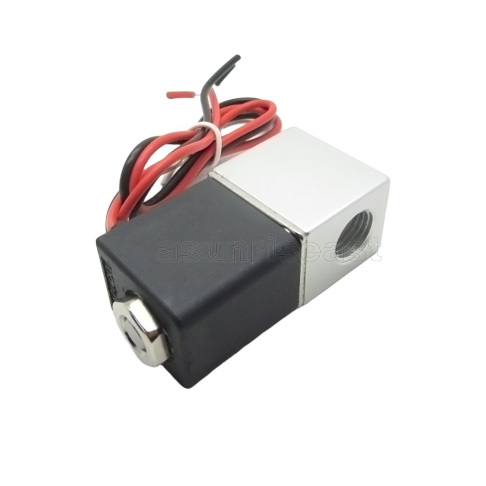 Pre-wired 12V DC Pneumatic Solenoid Valve 2 Way 2 Position Lead Wires + Fittings