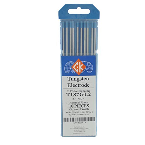 CK T187GL2 2% Lanthanated Tungsten Electrode 1/8″ X 7″, 10 pack