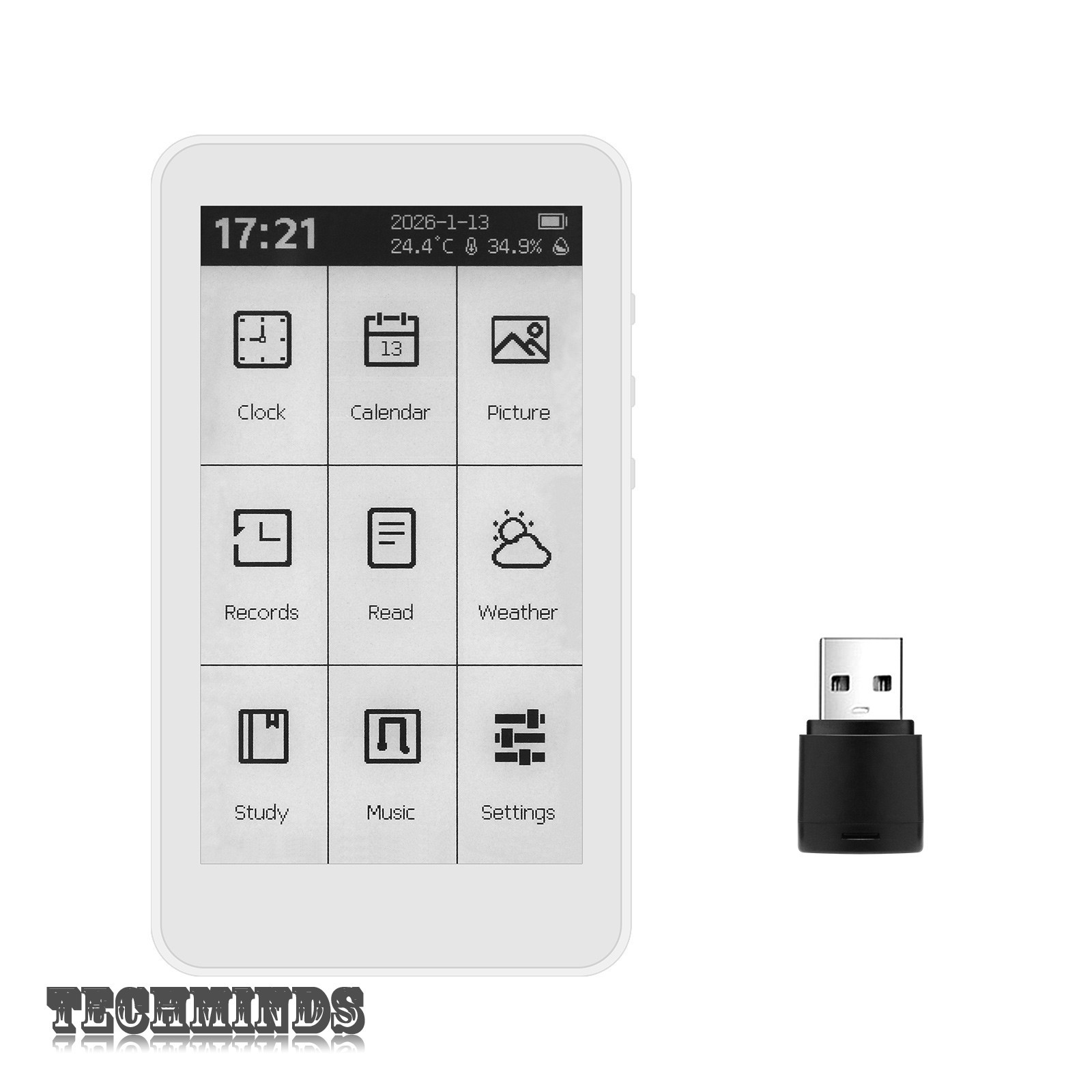 HamGeek M3 Portable E-Book Reader 3.7″ Touch Screen E-Paper 10-Level Adjustable
