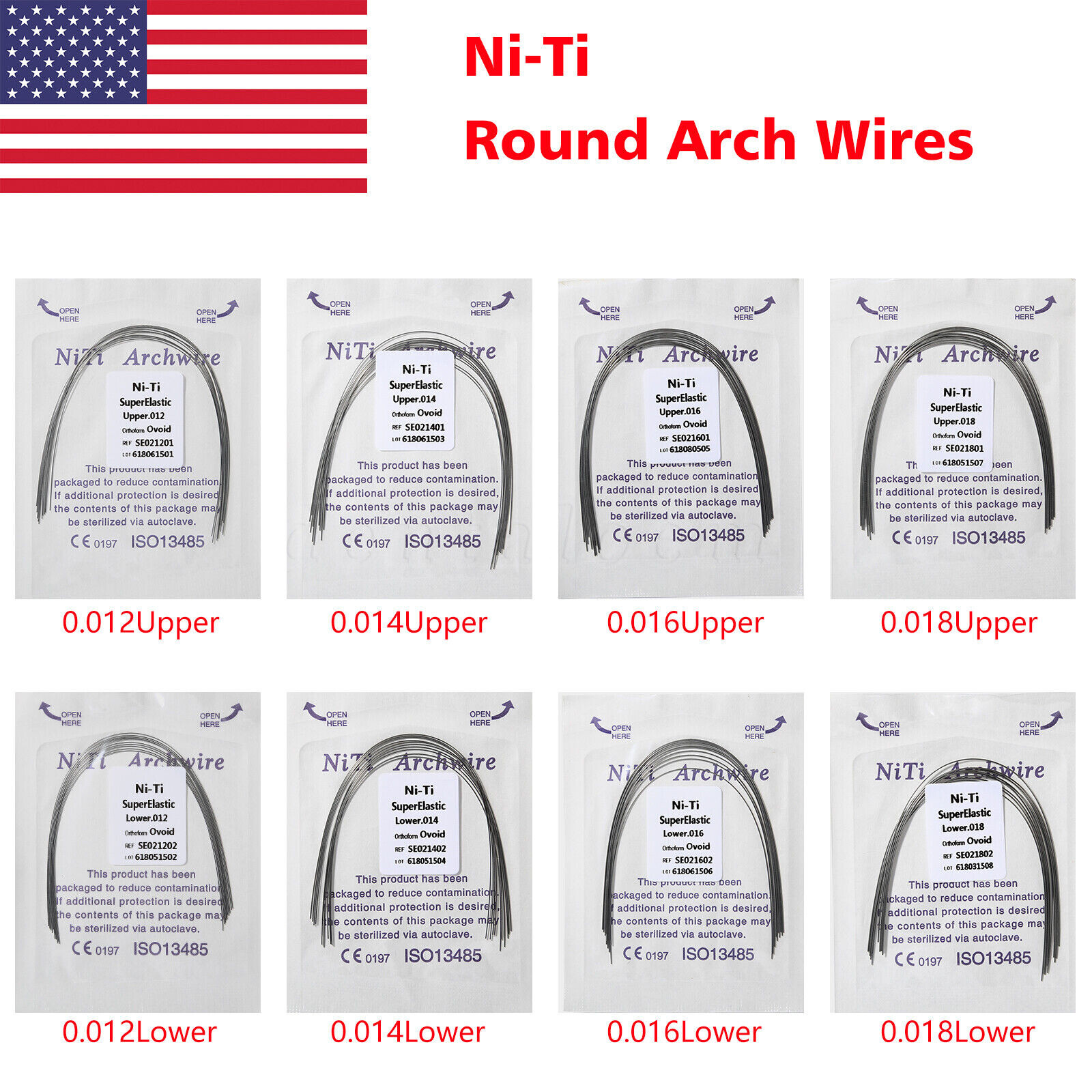 10pcs DENTAL Dental Orthodontic Super Elastic Niti Arch Wire Round Ovoid Form st