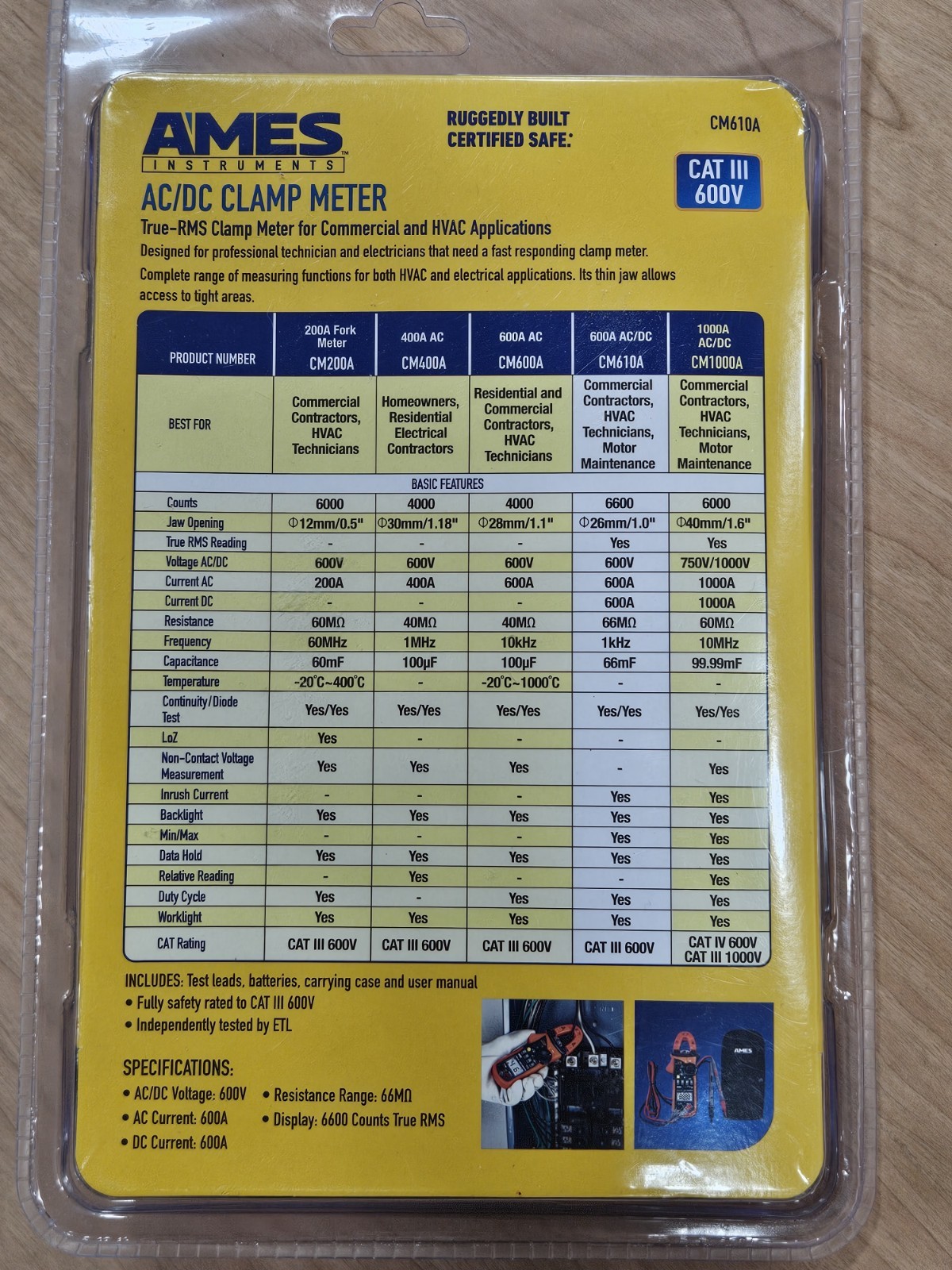 Ames Instruments CM610A 600A True-RMS AC/DC Clamp Meter 64015 NEW