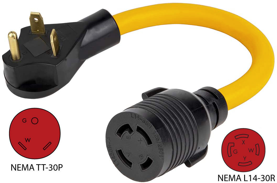 Generator adapter RV TT30 P male to L14-30 R female twist lock 120 voltage adap