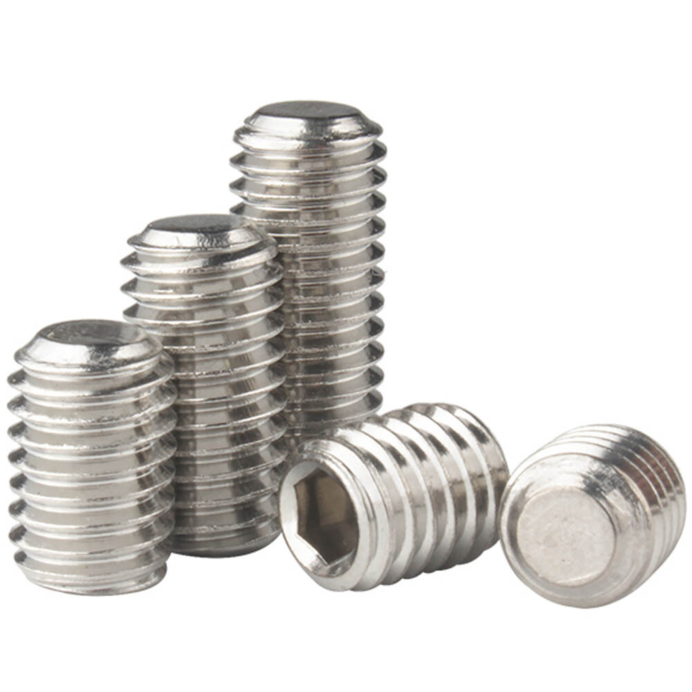 M4 x 0.5 Fine Thread Stainless Steel Grub Screws Socket Set Screws w/ Flat Point