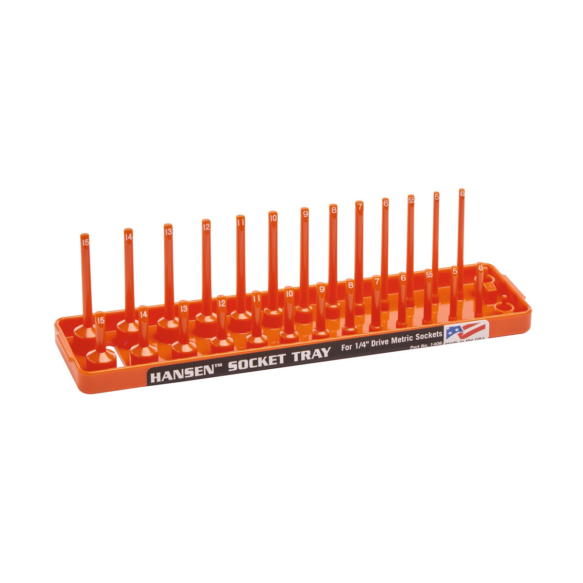 1406Hansen Global 1/4 Inch Metric 2 Row Regular/Deep Socket Holder Tray – Color