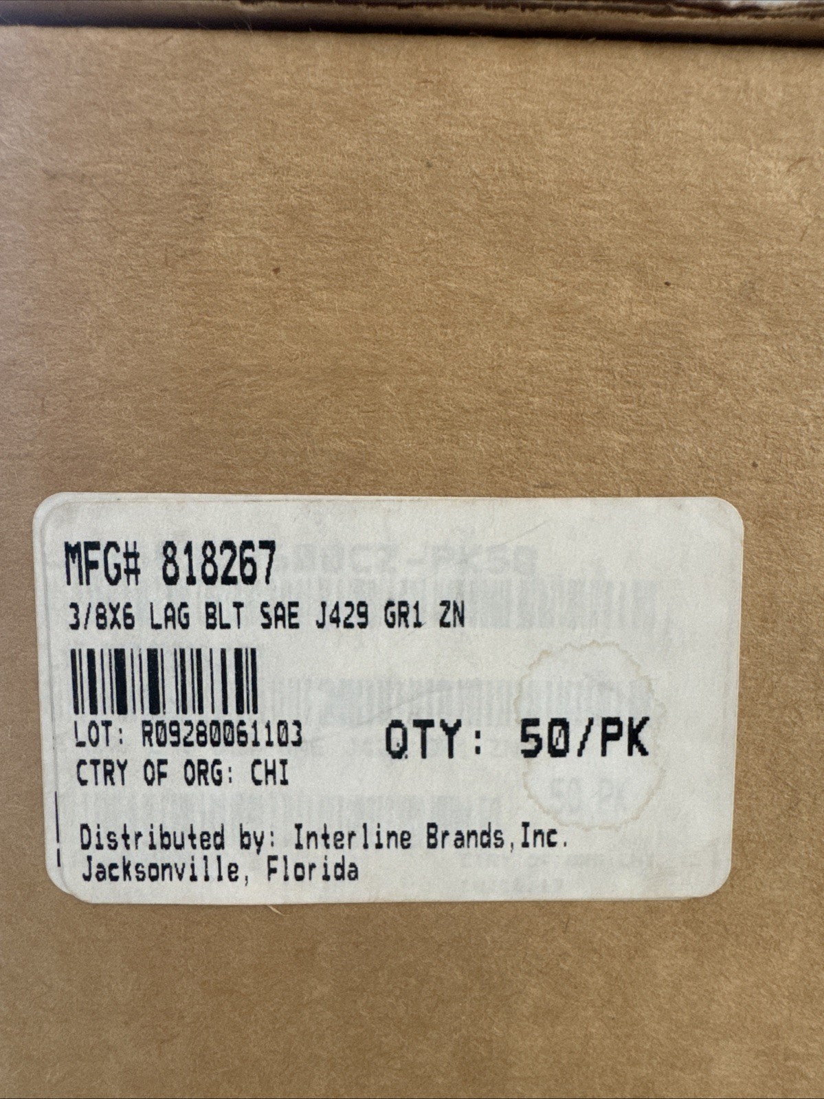 (50) Hex Head 3/8 x 6″ Lag Bolts Zinc Plate Wood Screws