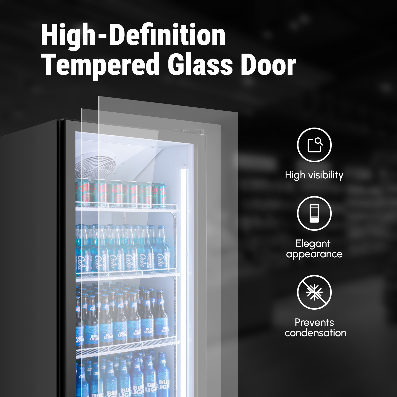 Yeego Commercial Display Beverage Refrigerator 17.5cu.ft Beverage Cooler 32-50°F