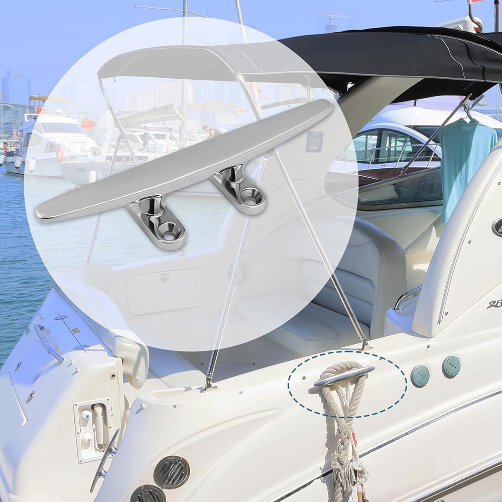 4/5/6/8 IN Rope Cleat Flat Top Boat Deck Cleat 316 SS Boat Cleat Open Base