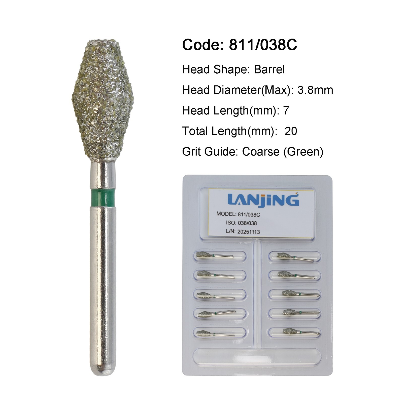 Dental Diamond Burs Pear 330 Round End Taper Long Surgical High Speed 856 801L