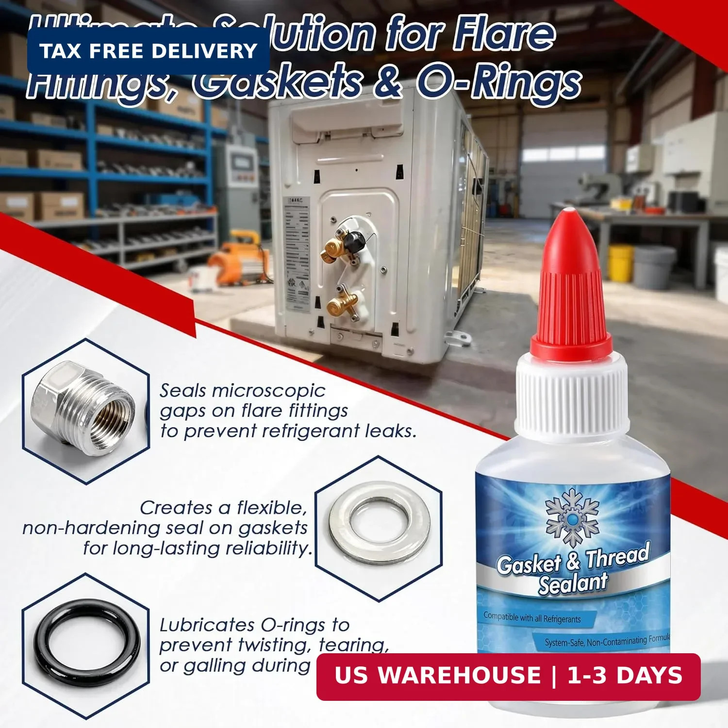 HVAC Gasket & Thread Sealant 30ml, Non Hardening Refrigerant Leak Sealant for R4