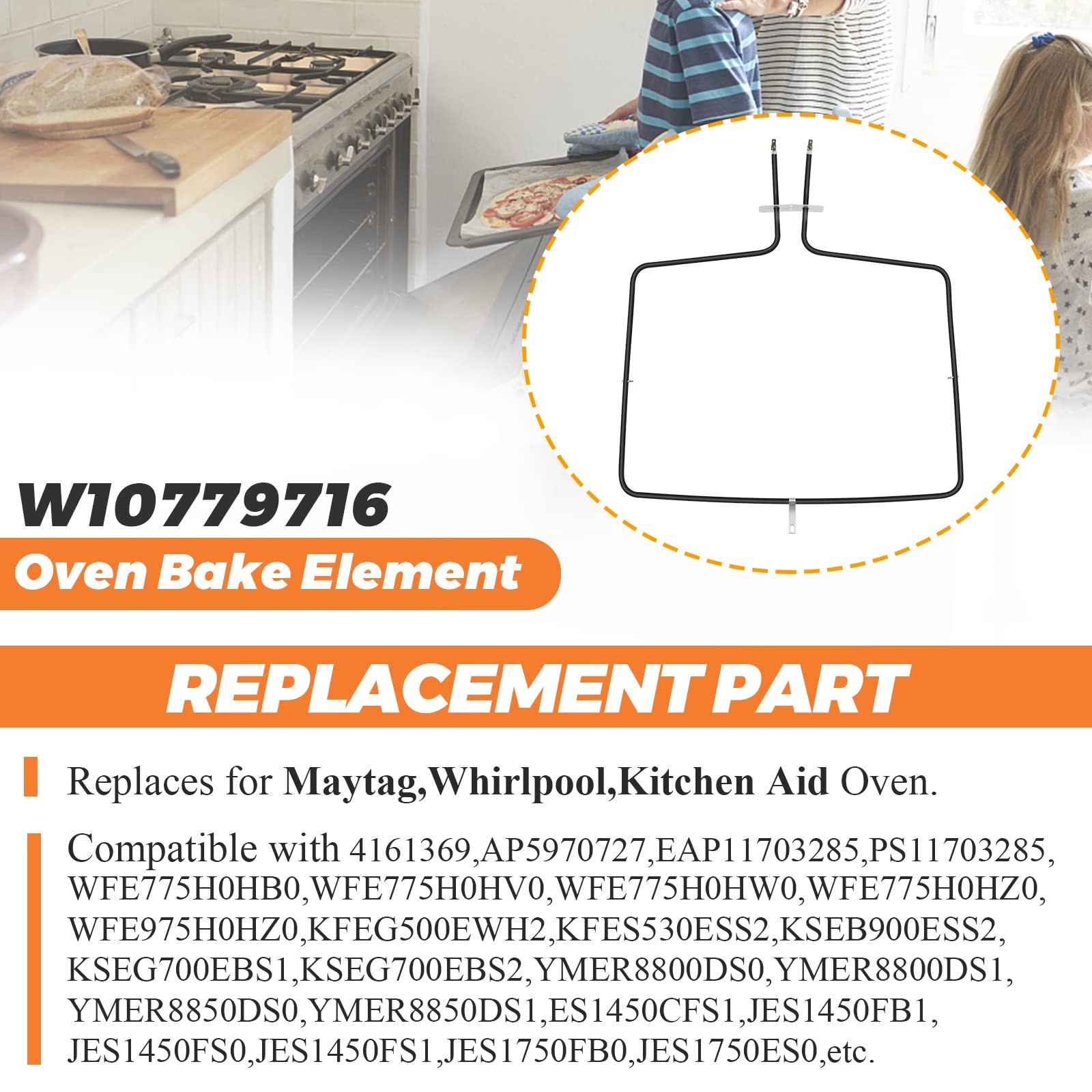 Beaquicy W10779716 Oven Bake Element – Replacement for Whirlpool Black