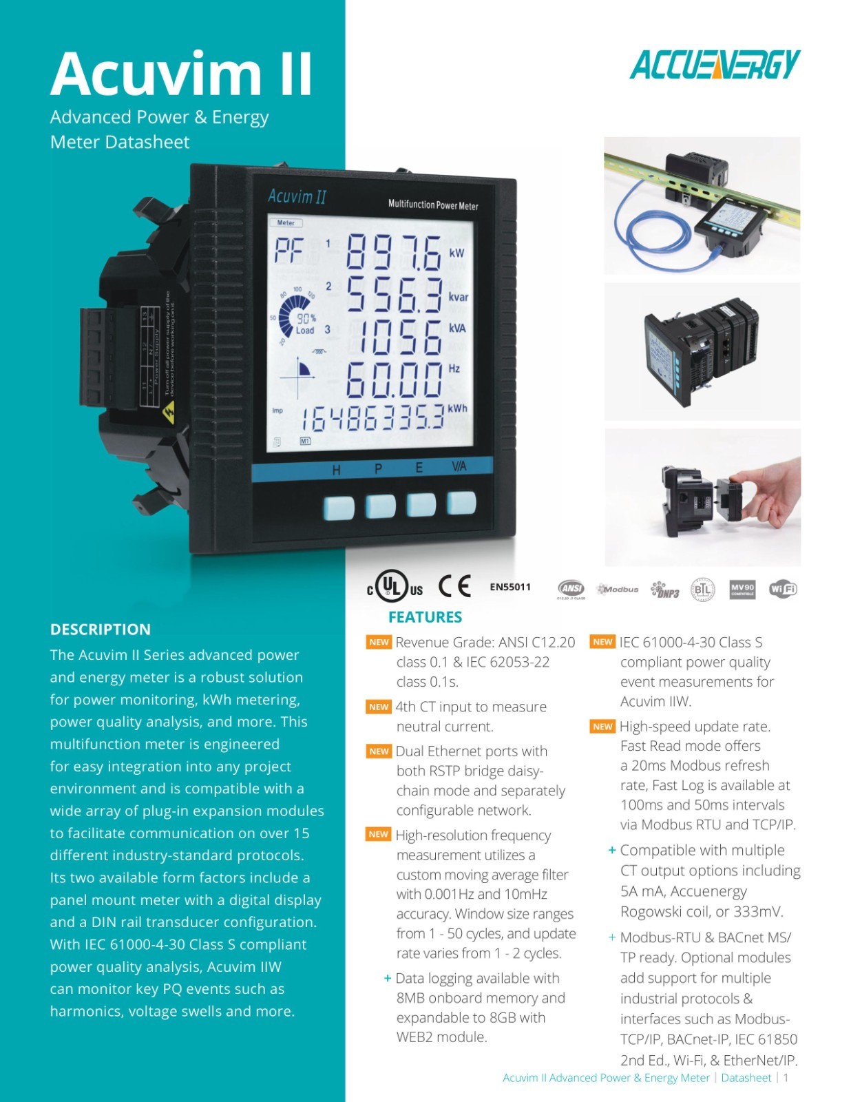 Accuenergy Acuvim IIR-D-60 Panel Mount 5A CT Input