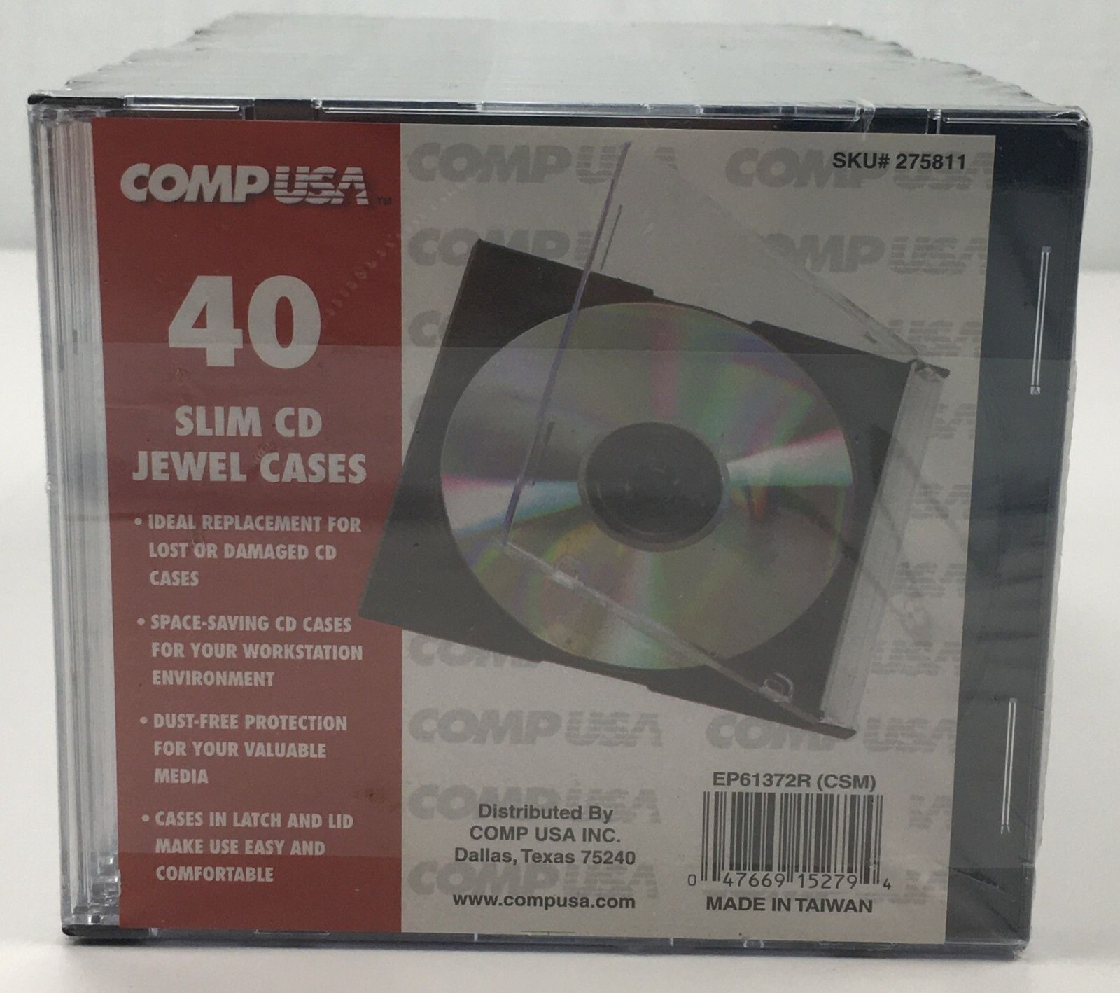 40 Pack Slim CD Jewel Cases By CompUSA For CDs DVDs Space Saving For Storage