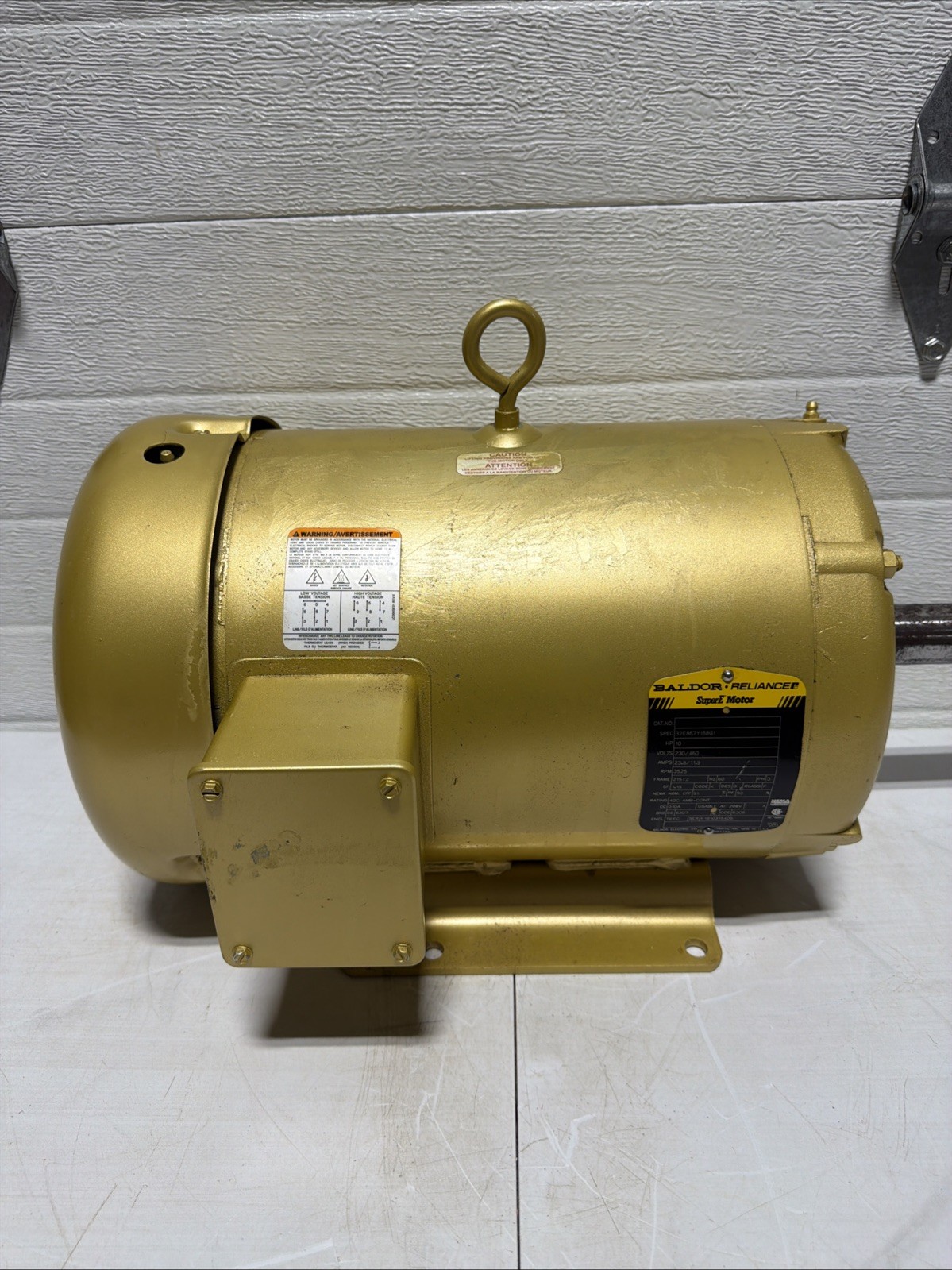 Baldor 10 HP Super-E Electric Motor 230/460 Vac 215TZ Frame RPM 3525
