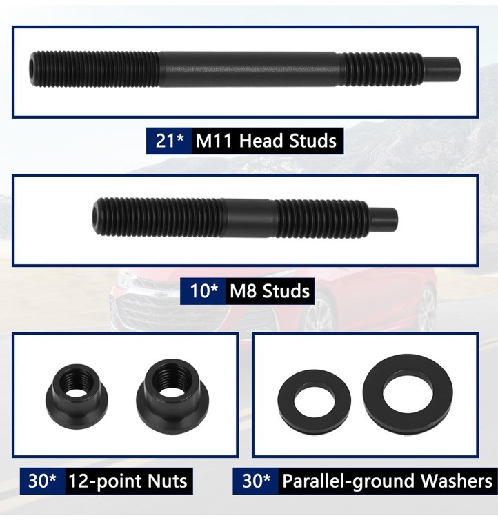 Cylinder Head Stud Bolt Kit 12-Point, Compatible with 2004-Newer LS1 LS3 5.3L 5.