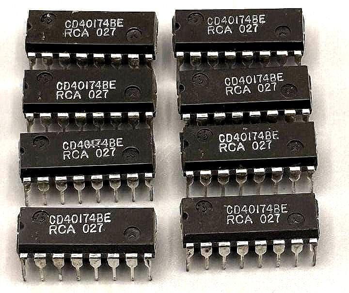 CD40174BE RCA CD40174 CMOS Hex D-Type Flip-Flop 16-Pin DIP Vintage 1980 Lot of 8