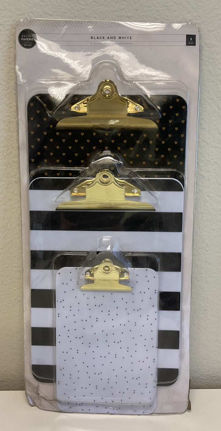Paislee Paperie Clipboards, Black And White – 3 pc.