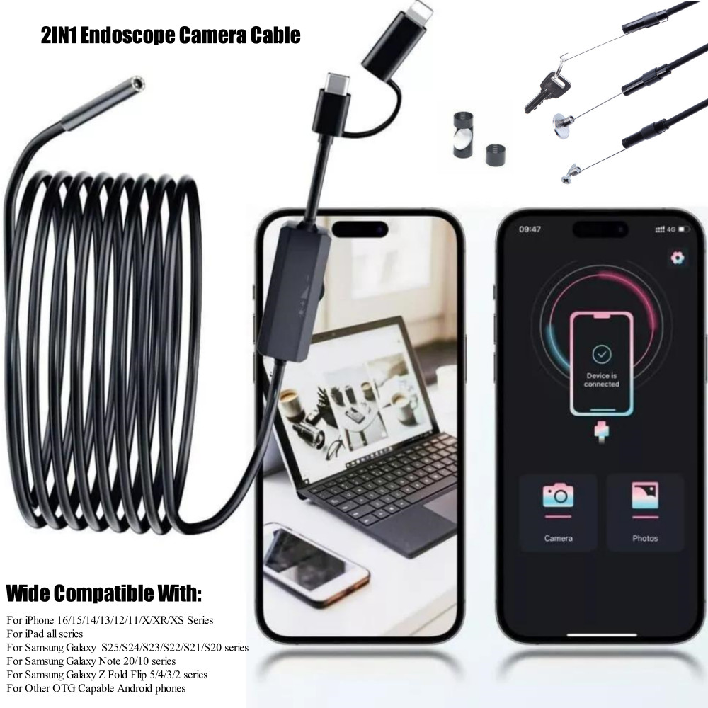 5.5mm Endoscope Inspection Camera Direct Fit iPhones/iPads/iOS/Android Borescope
