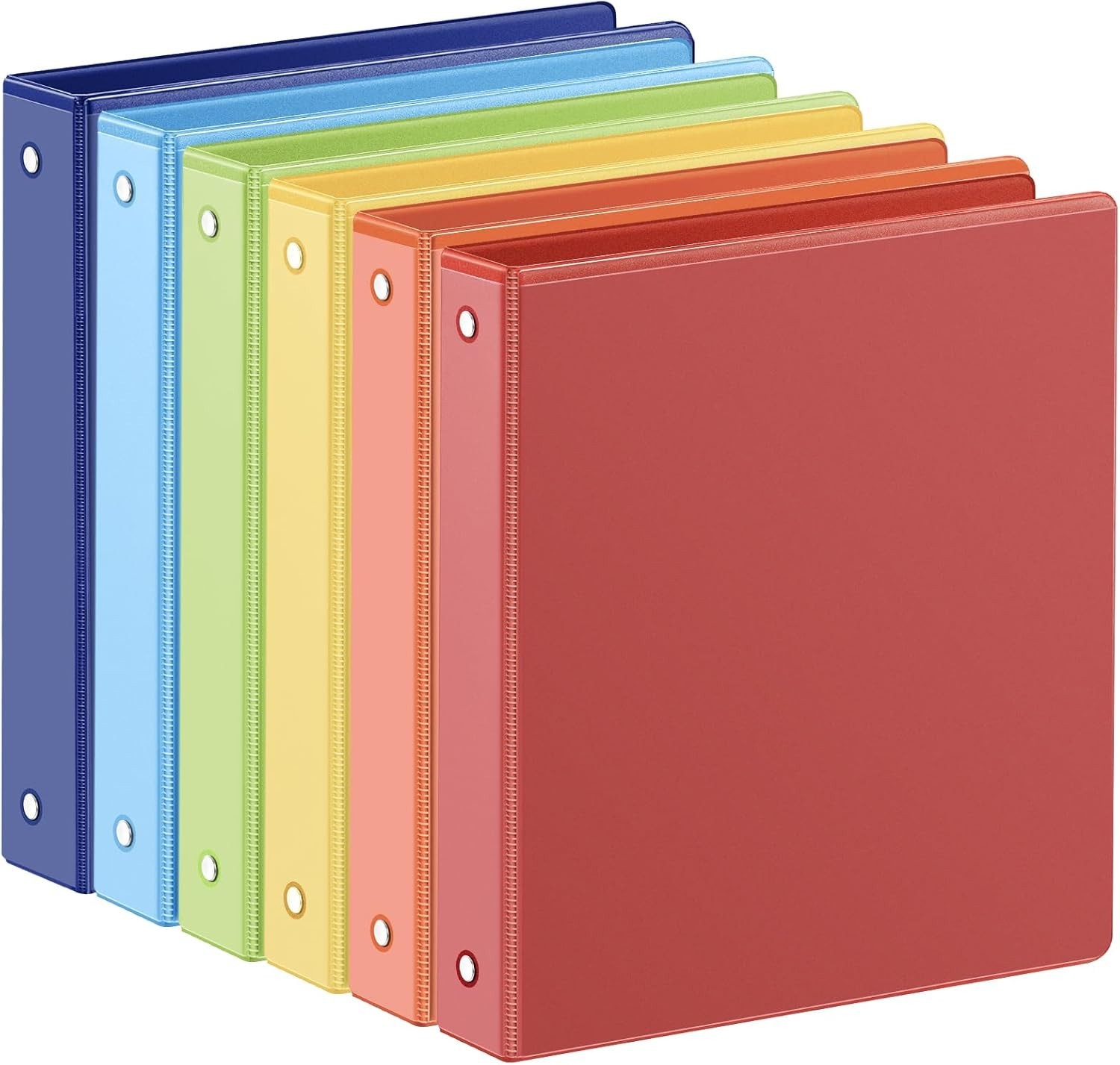 Rainbow 1-Inch 3-Ring Binders with 2 Pockets 6-Pack Office School Use