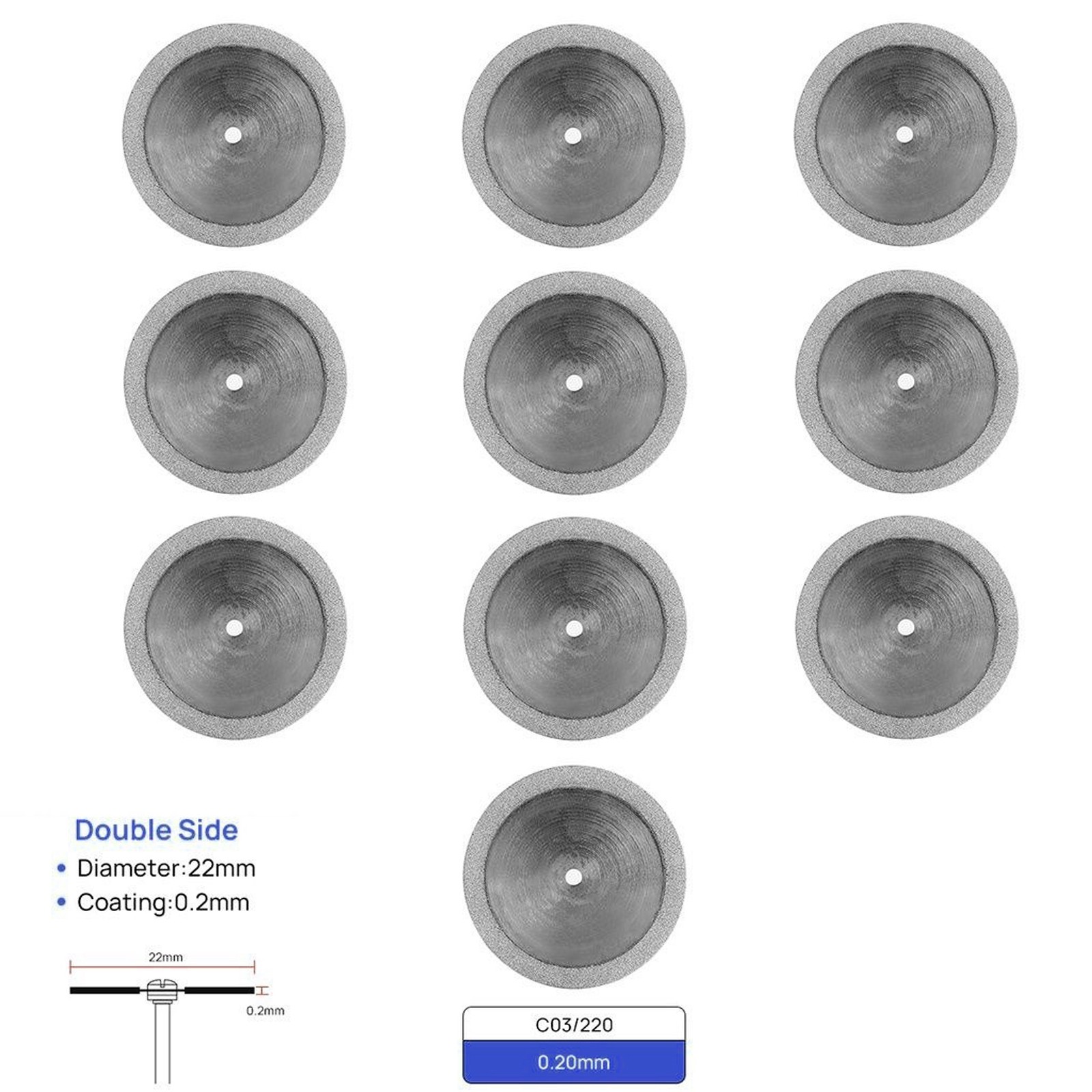 Dental Lab Diamond Wheel Disc Ultra-thin Double Side Grit Disk Cutting Tool 22mm
