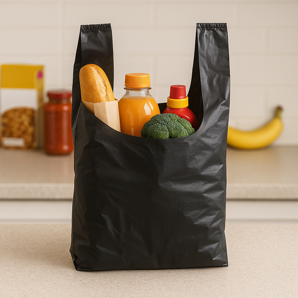 Bags 1/10 Small 8 x 4 x 15 BlackT-Shirt Plastic Grocery Shopping Bags