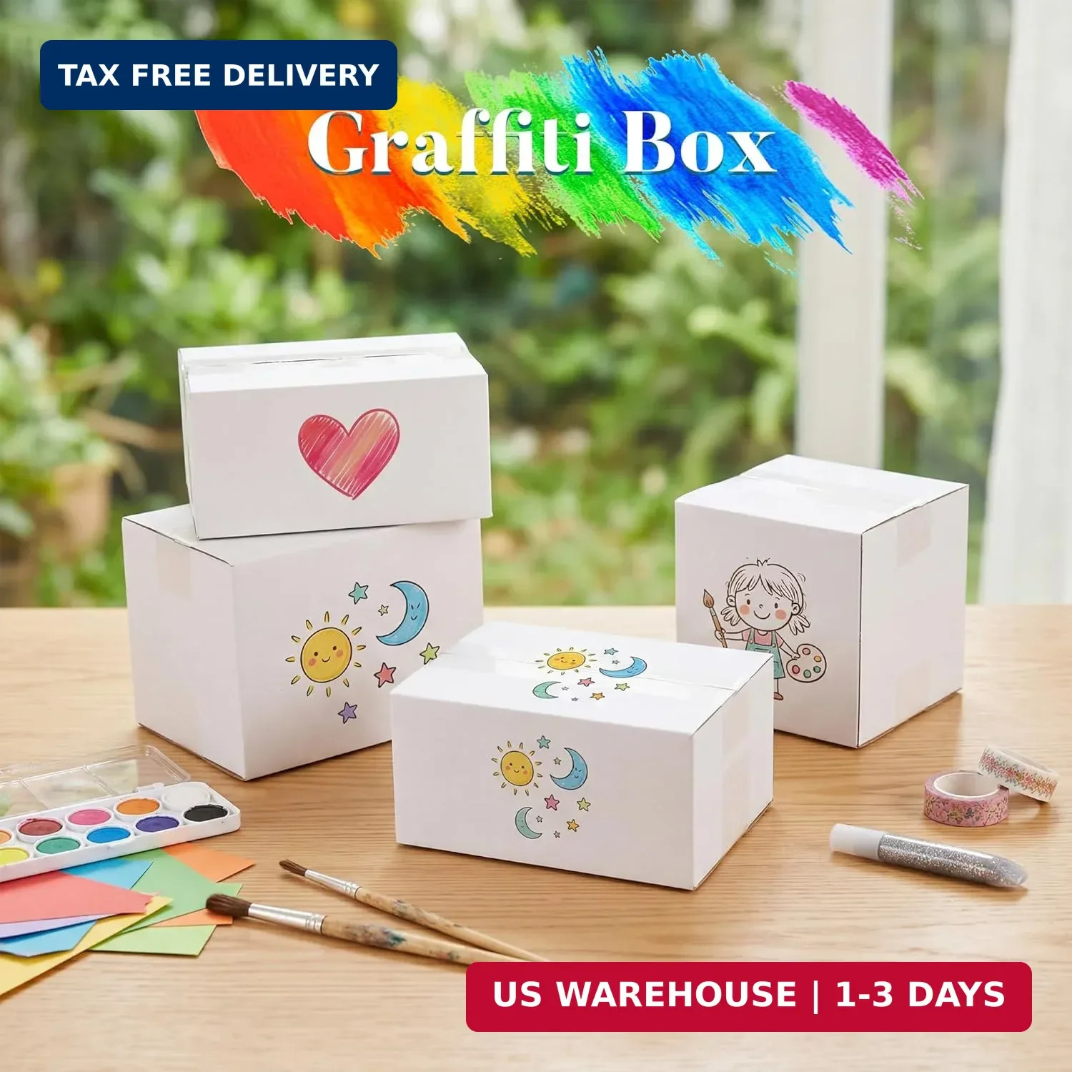 6 Pack Shipping Boxes 8x6x4 Inches, White Corrugated Cardboard Mailing Box for P