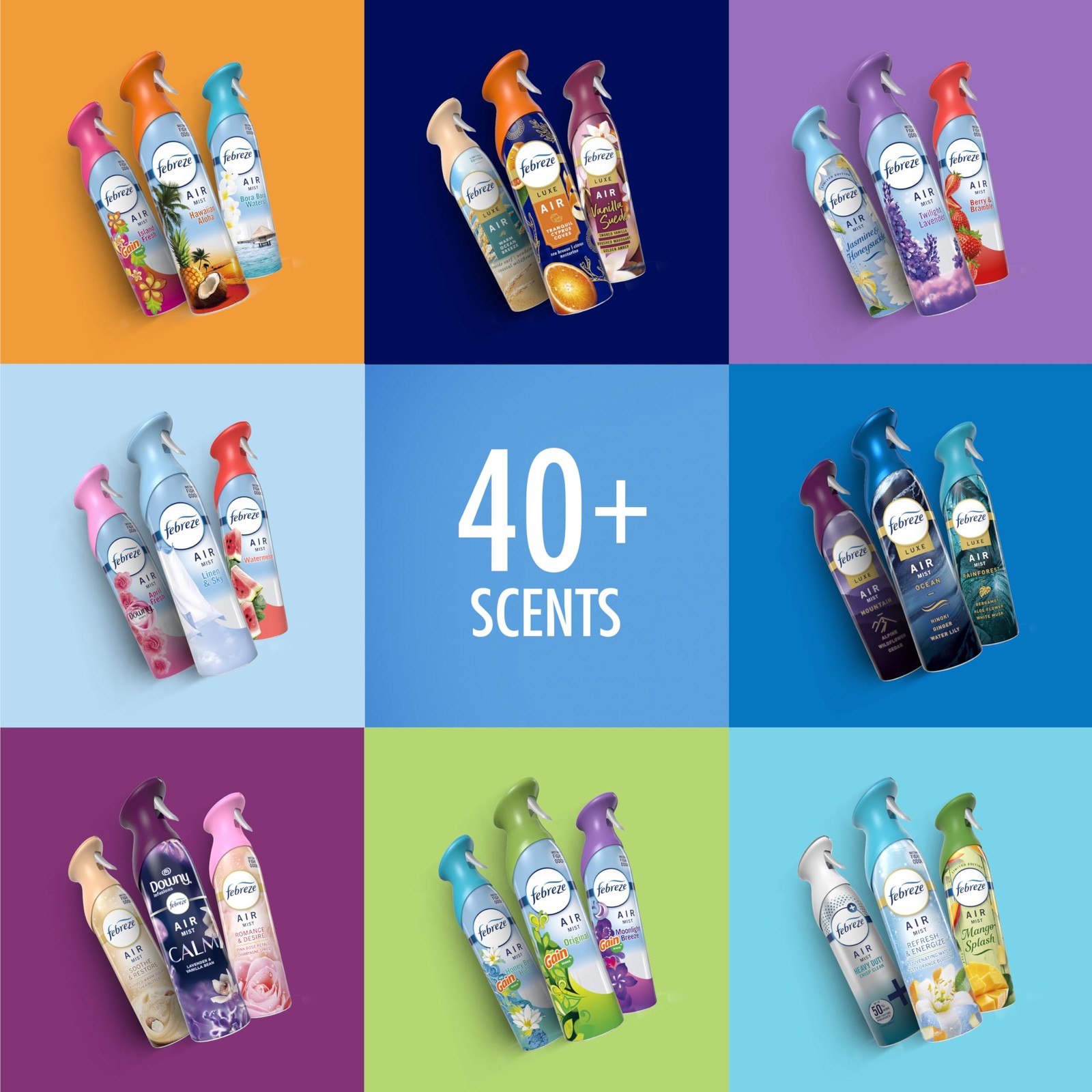 Febreze Air Mist Air Freshener Spray Odor Fighting Room Spray Gain 6 Pack